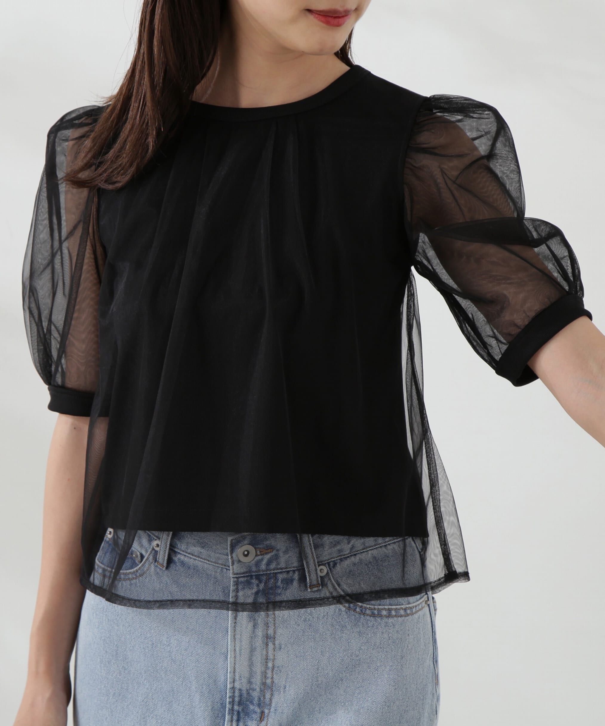 PROPORTION BODY DRESSING「チュール重ねカットソー」|Tシャツ・カットソー|