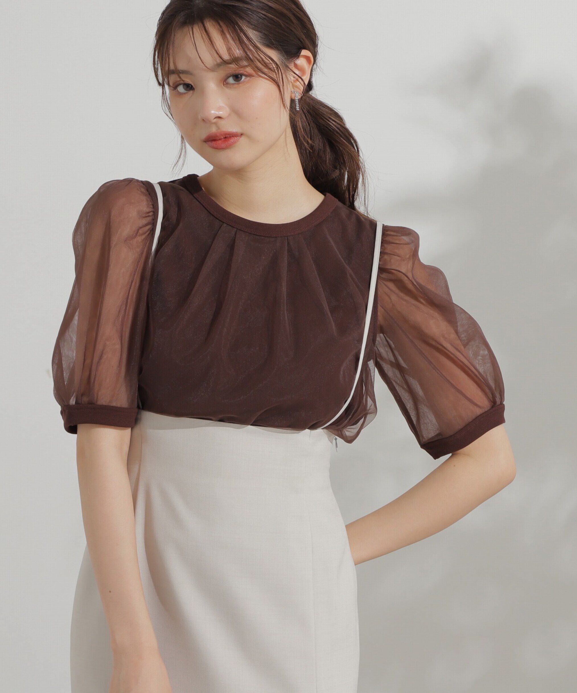 PROPORTION BODY DRESSING「チュール重ねカットソー」|Tシャツ・カットソー|