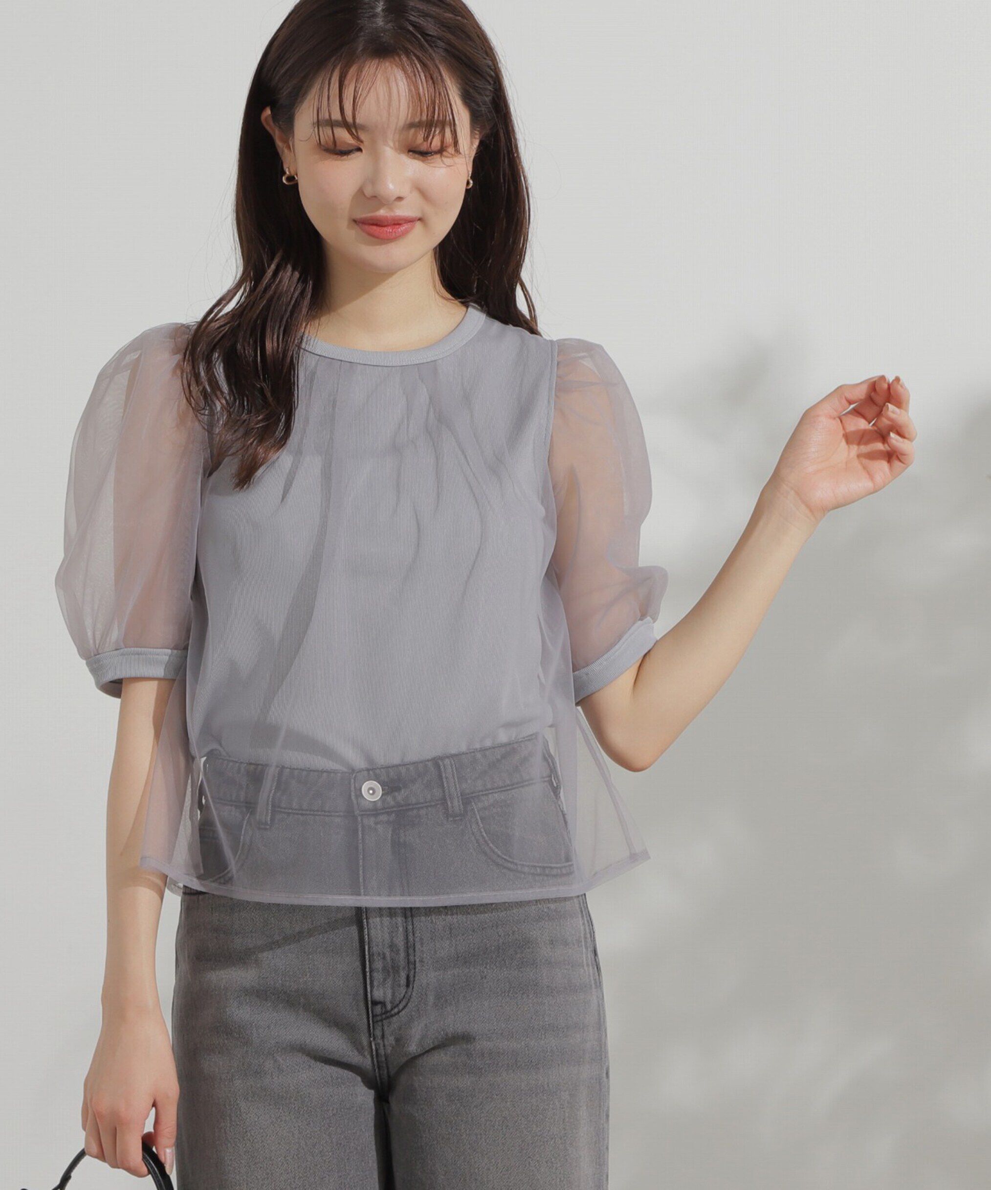 PROPORTION BODY DRESSING「チュール重ねカットソー」|Tシャツ・カットソー|