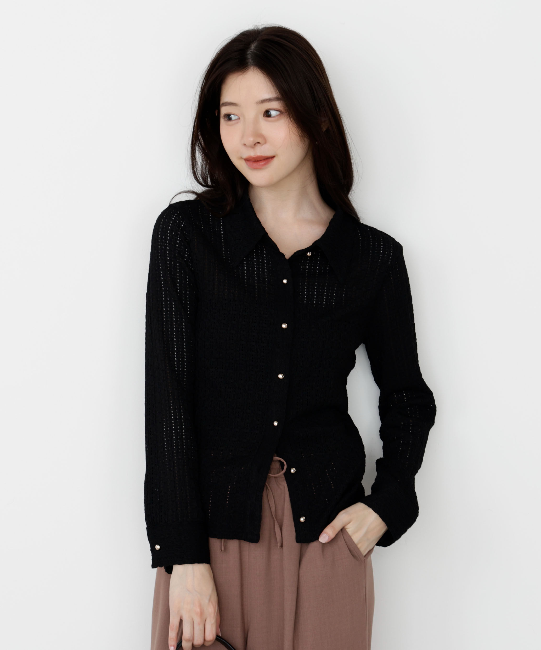 PROPORTION BODY DRESSING「＜ハンドウォッシャブル＞アイレットレースシャツ 25AW」|Tシャツ・カットソー|