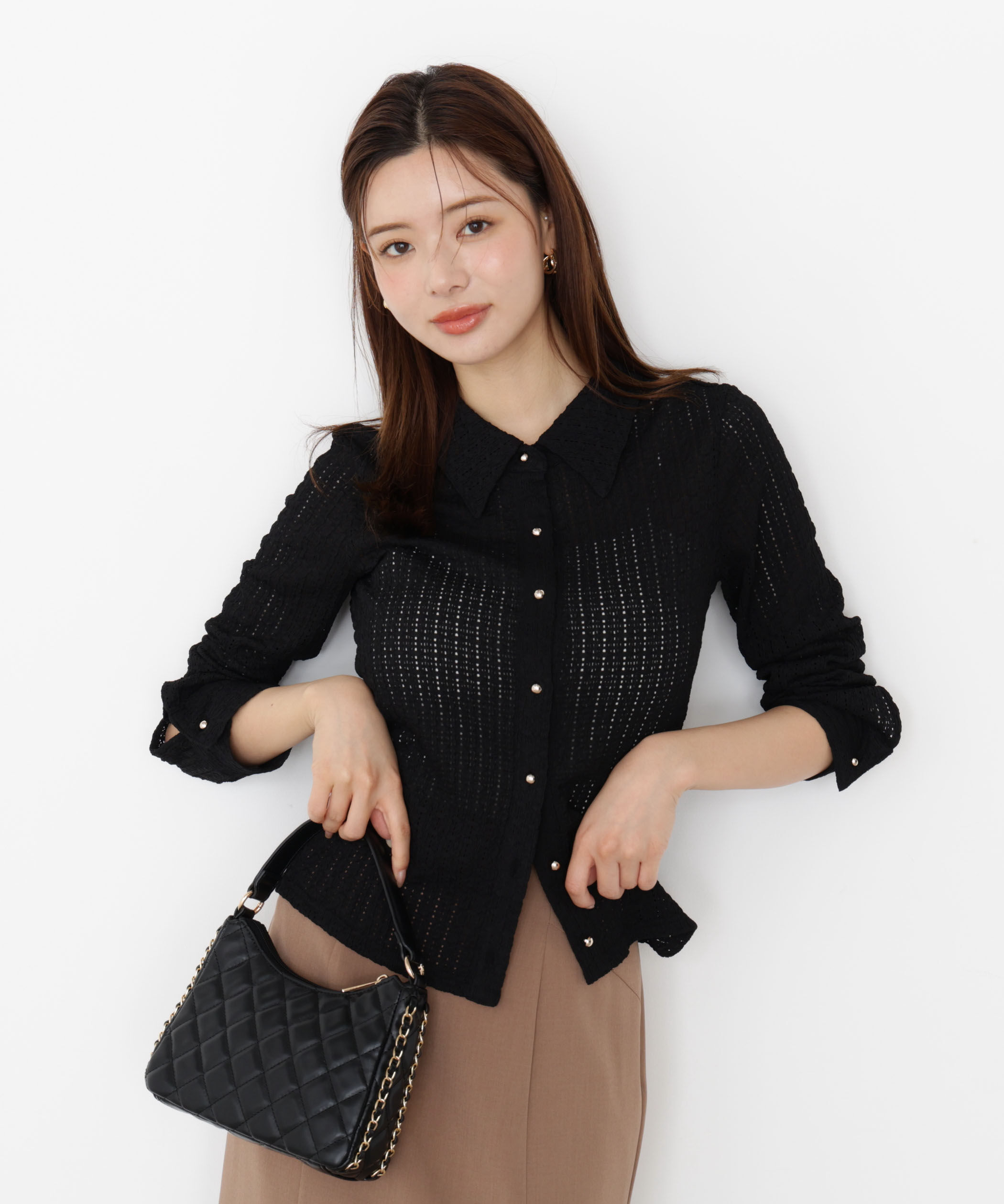 PROPORTION BODY DRESSING「＜ハンドウォッシャブル＞アイレットレースシャツ 25AW」|Tシャツ・カットソー|