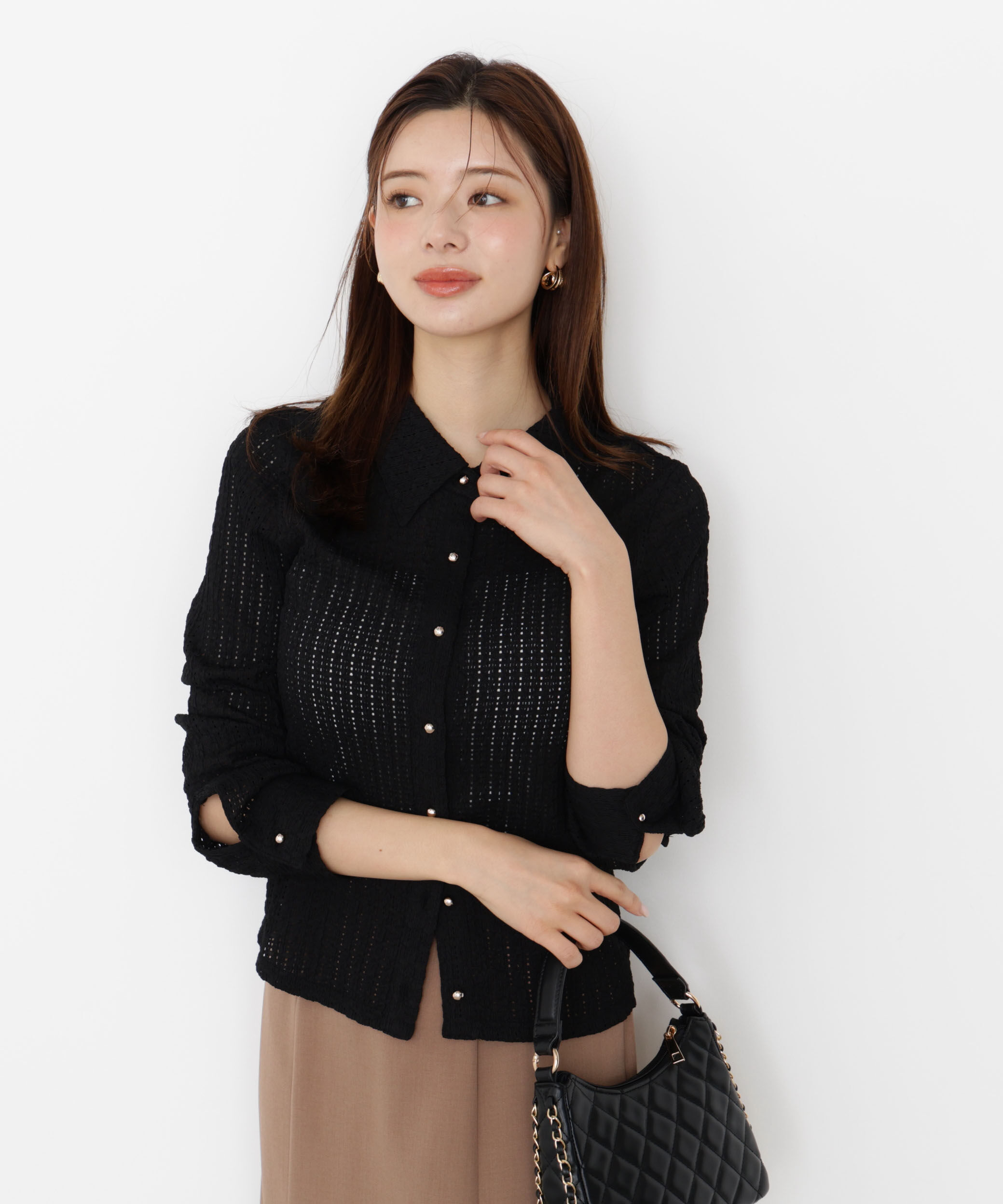 PROPORTION BODY DRESSING「＜ハンドウォッシャブル＞アイレットレースシャツ 25AW」|Tシャツ・カットソー|