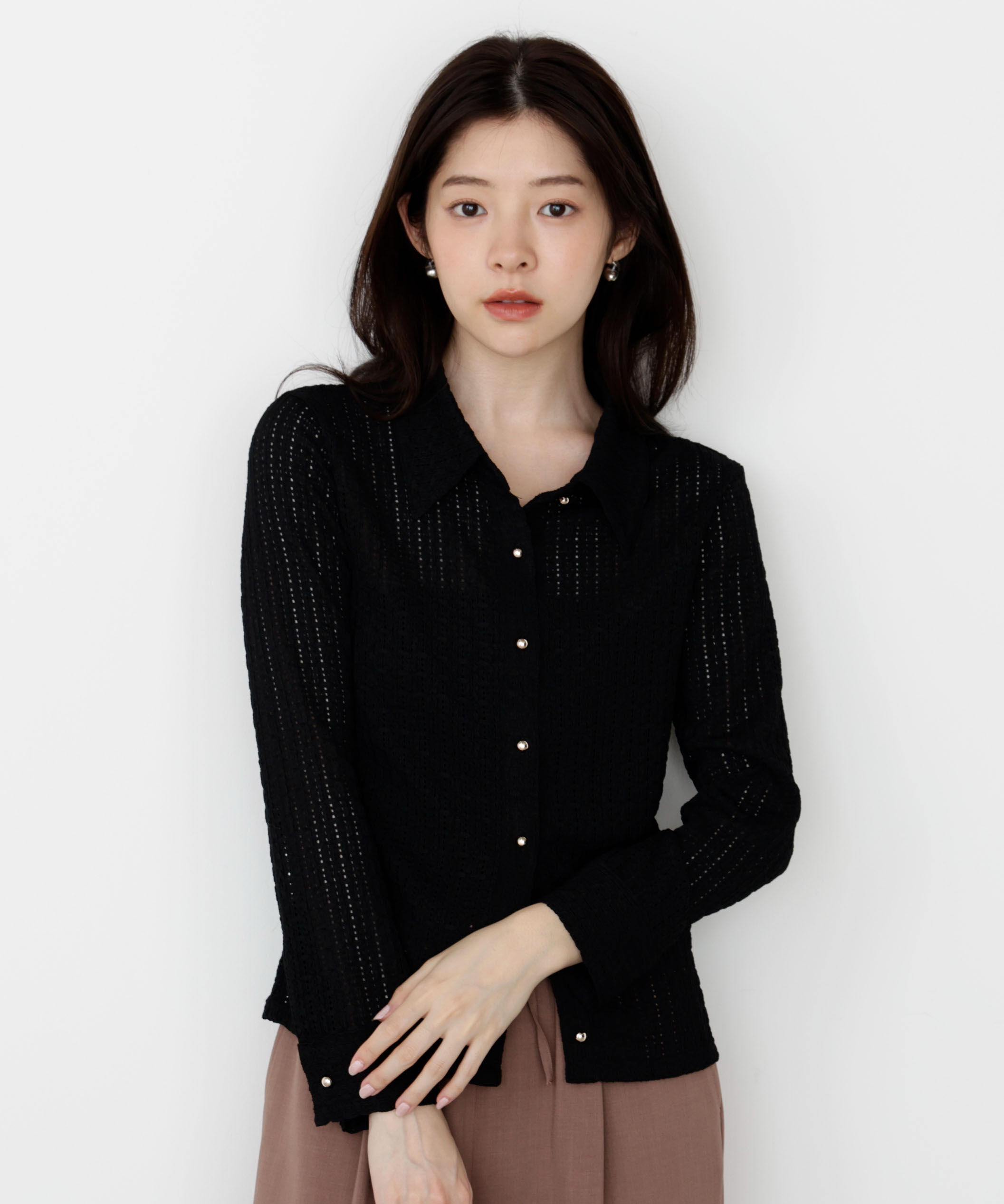 PROPORTION BODY DRESSING「＜ハンドウォッシャブル＞アイレットレースシャツ 25AW」|Tシャツ・カットソー|