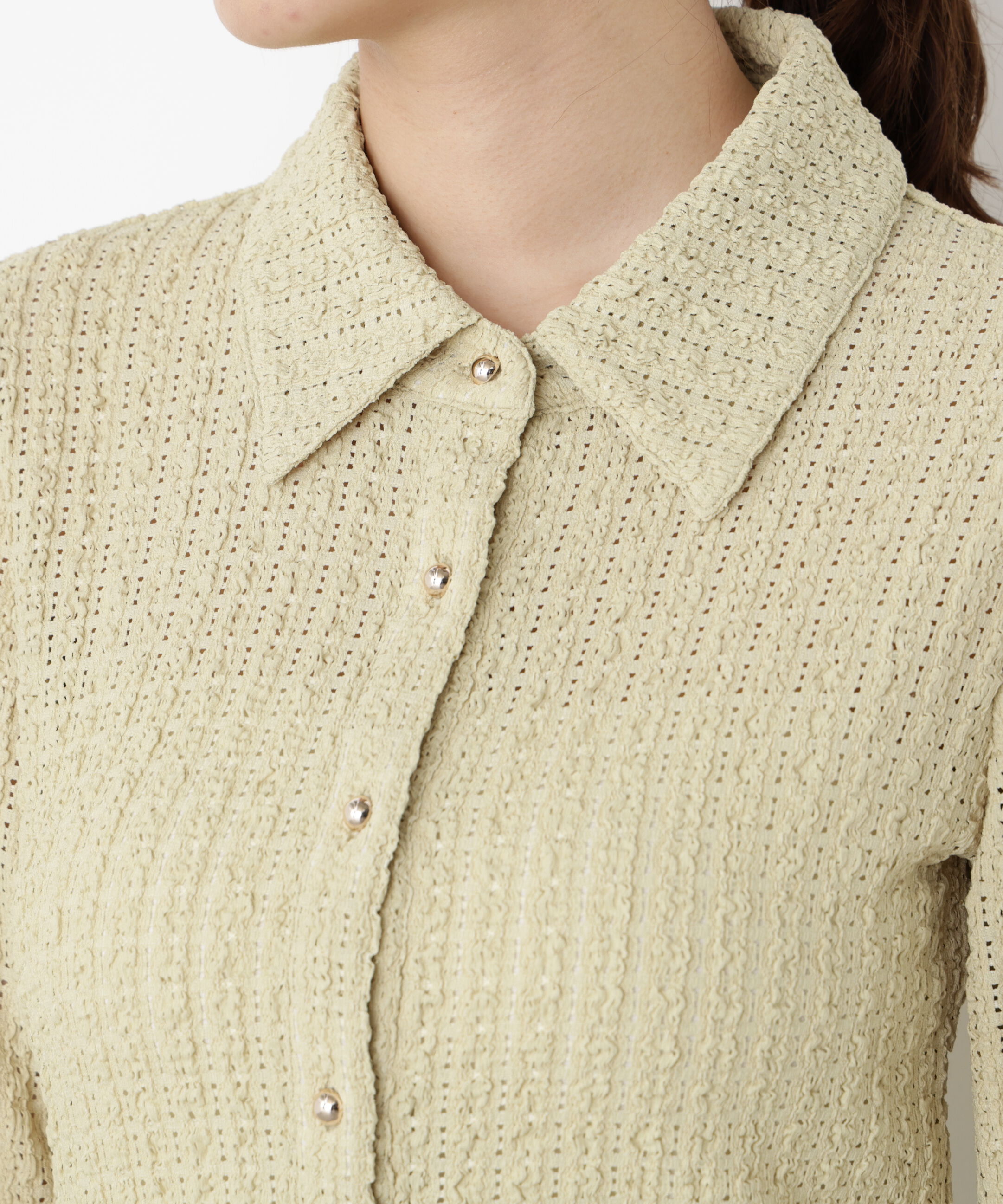 PROPORTION BODY DRESSING「＜ハンドウォッシャブル＞アイレットレースシャツ 25AW」|Tシャツ・カットソー|