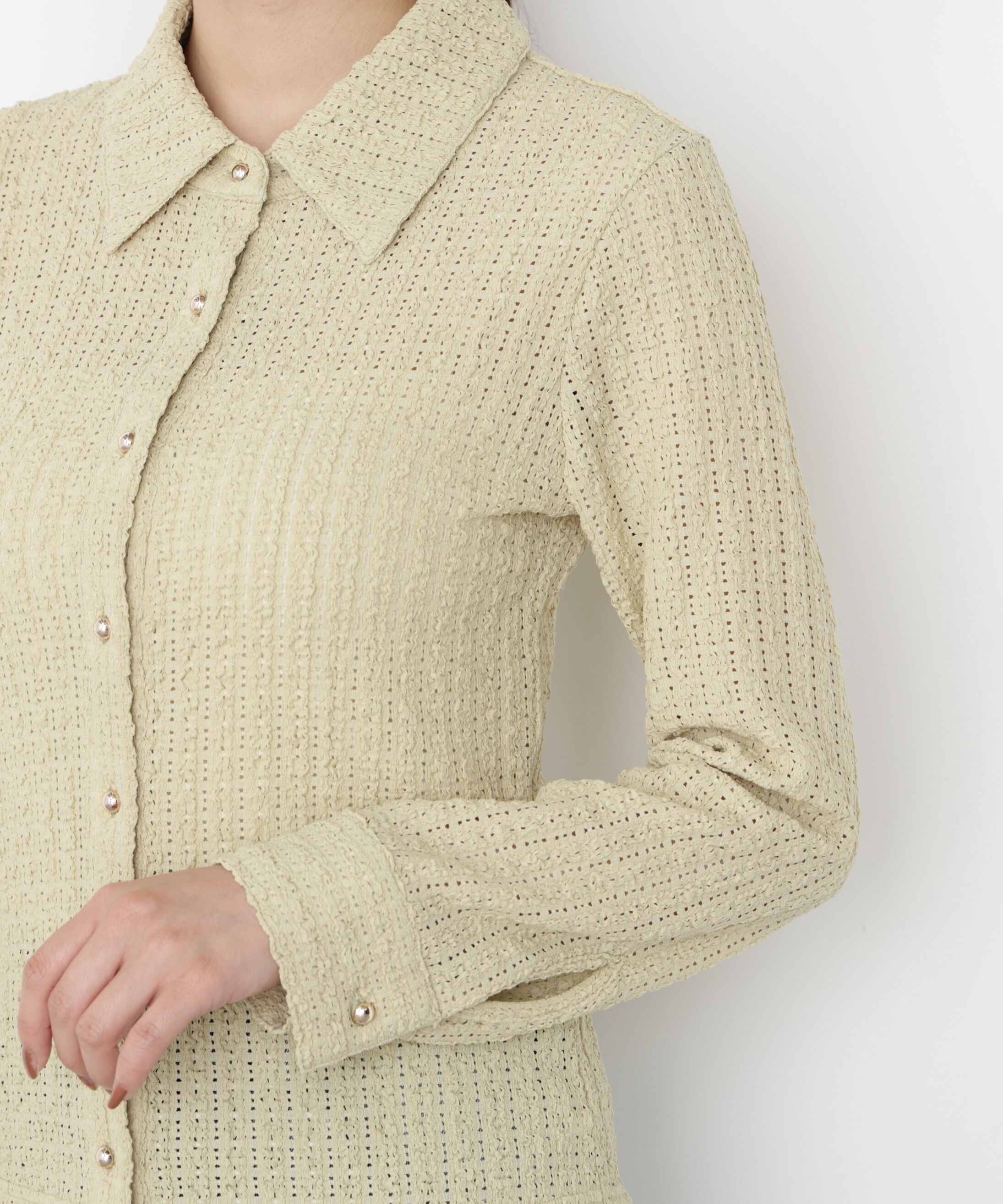 PROPORTION BODY DRESSING「＜ハンドウォッシャブル＞アイレットレースシャツ 25AW」|Tシャツ・カットソー|