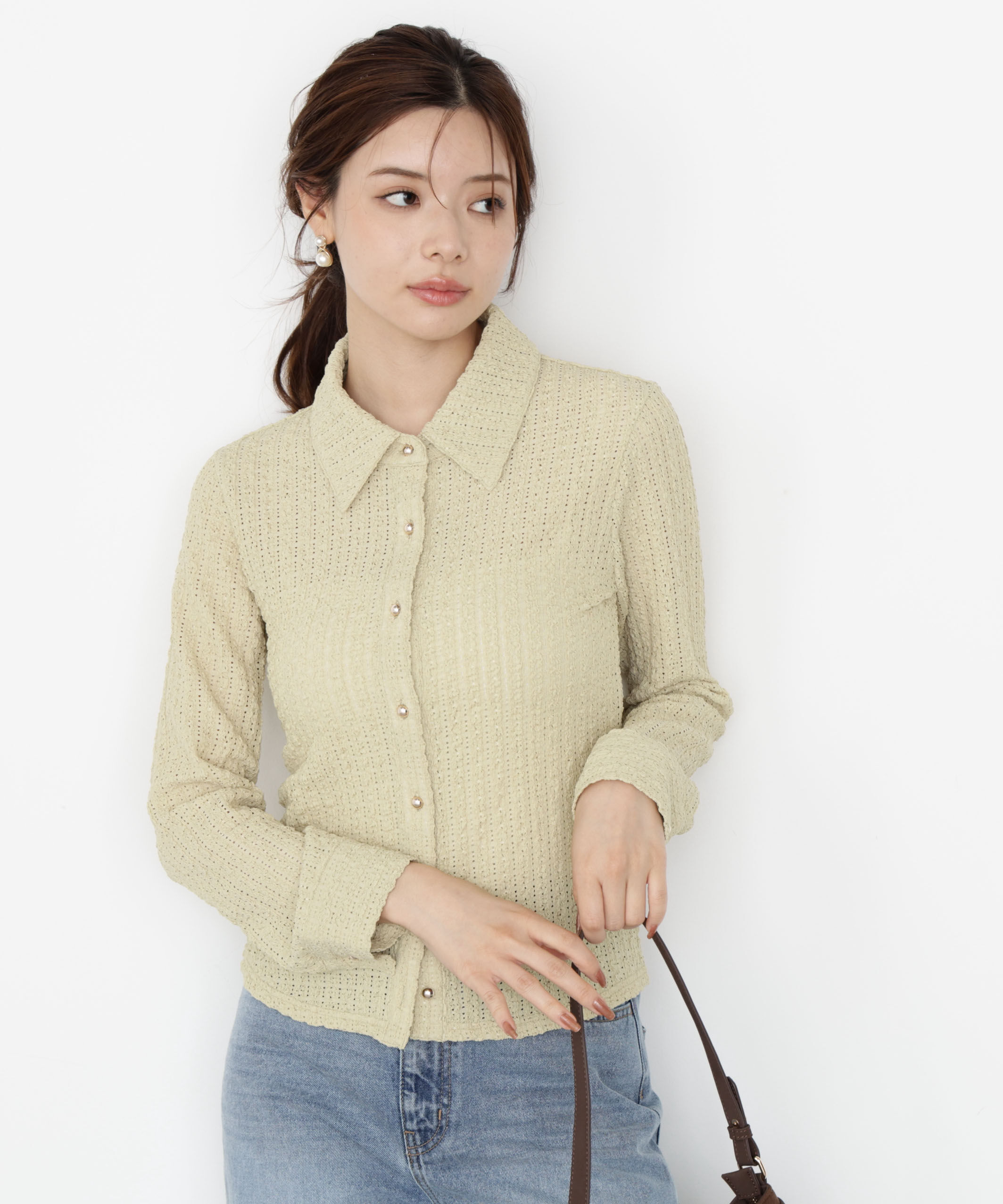 PROPORTION BODY DRESSING「＜ハンドウォッシャブル＞アイレットレースシャツ 25AW」|Tシャツ・カットソー|