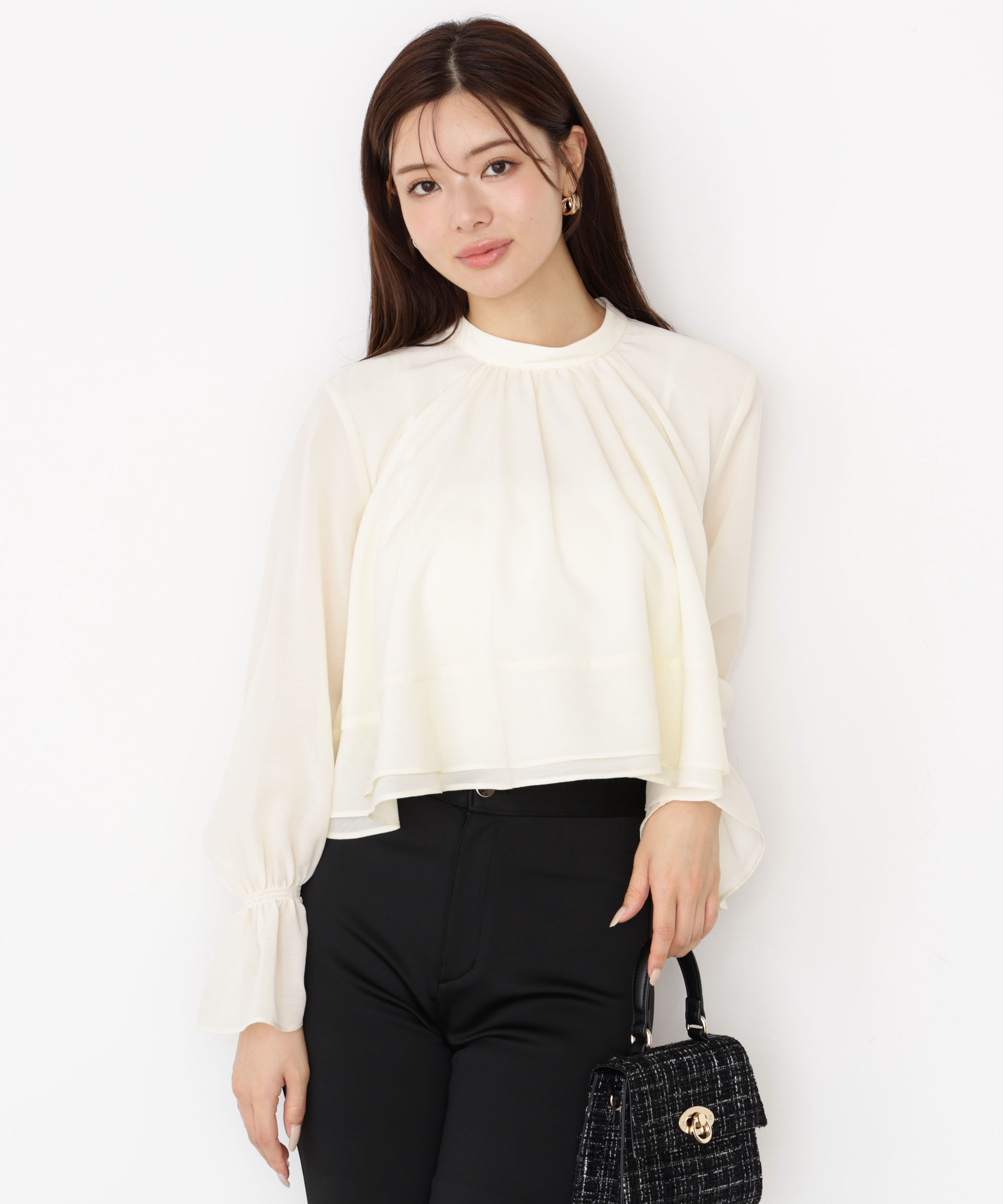 PROPORTION BODY DRESSING「＜ウォッシャブル＞ヘムフレアブラウス 25AW」|シャツ・ブラウス|