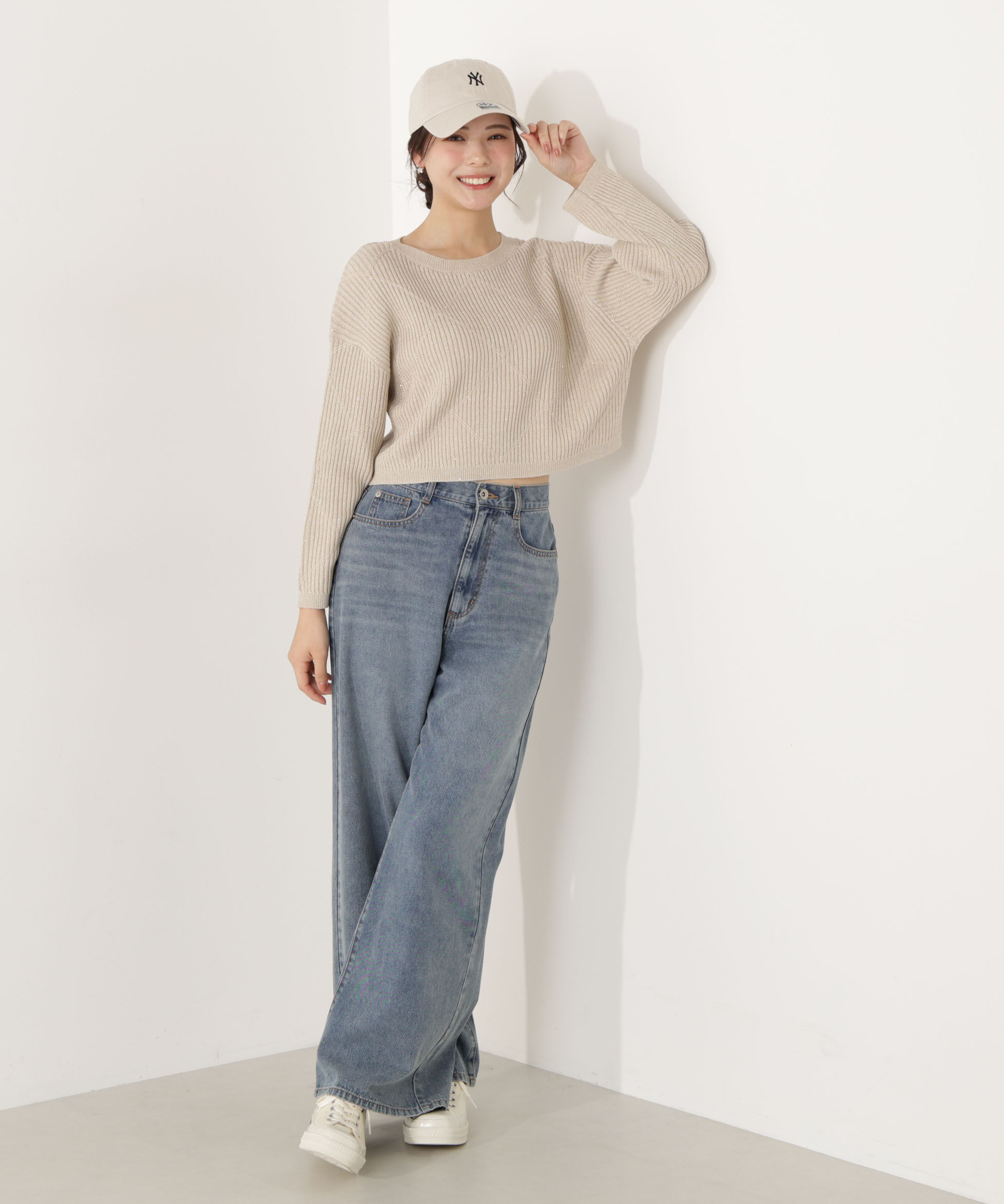 PROPORTION BODY DRESSING「ラメ入りアイレットボクシーニット」|ニット・セーター|