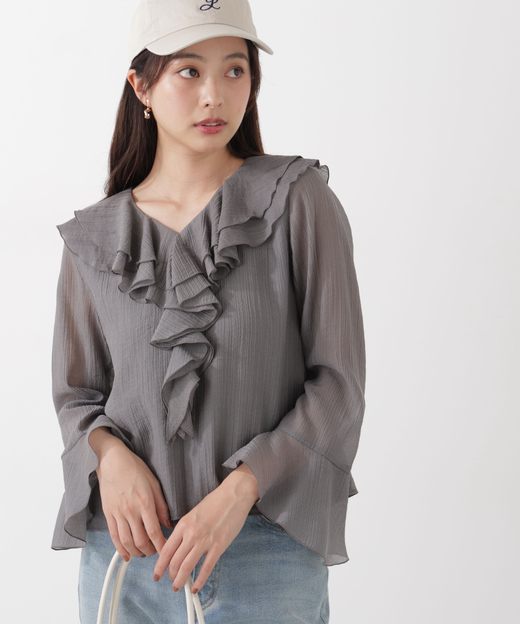 PROPORTION BODY DRESSING「シアー楊柳ラッフルブラウス　26SS」|シャツ・ブラウス|