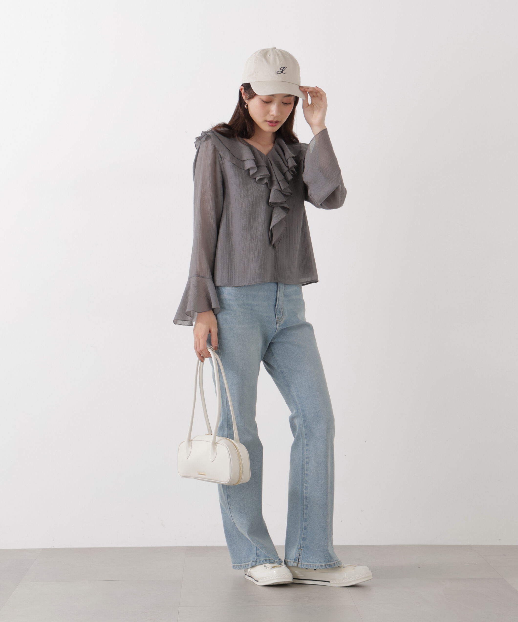 PROPORTION BODY DRESSING「シアー楊柳ラッフルブラウス　26SS」|シャツ・ブラウス|