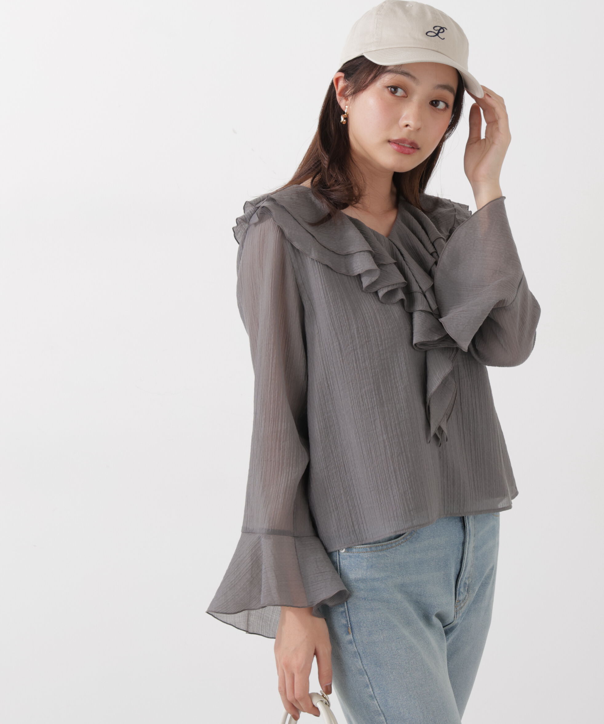 PROPORTION BODY DRESSING「シアー楊柳ラッフルブラウス　26SS」|シャツ・ブラウス|