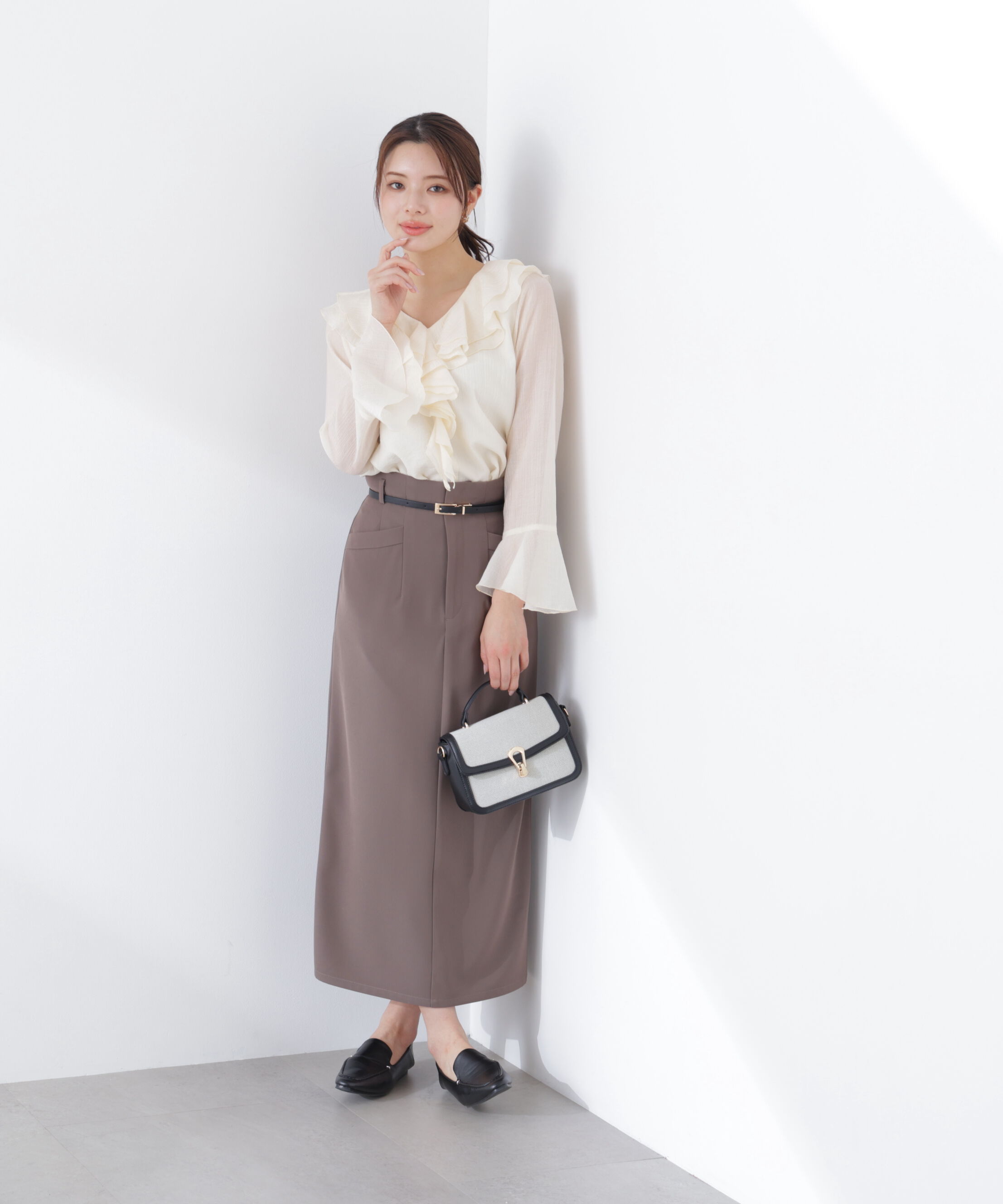 PROPORTION BODY DRESSING「シアー楊柳ラッフルブラウス　26SS」|シャツ・ブラウス|