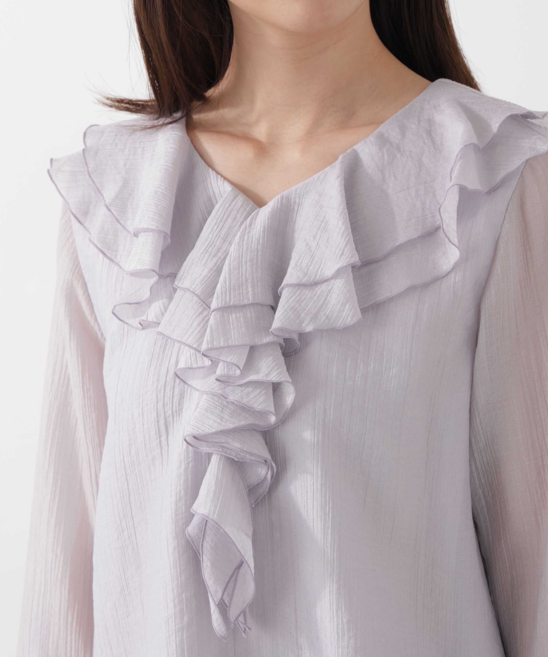 PROPORTION BODY DRESSING「シアー楊柳ラッフルブラウス　26SS」|シャツ・ブラウス|