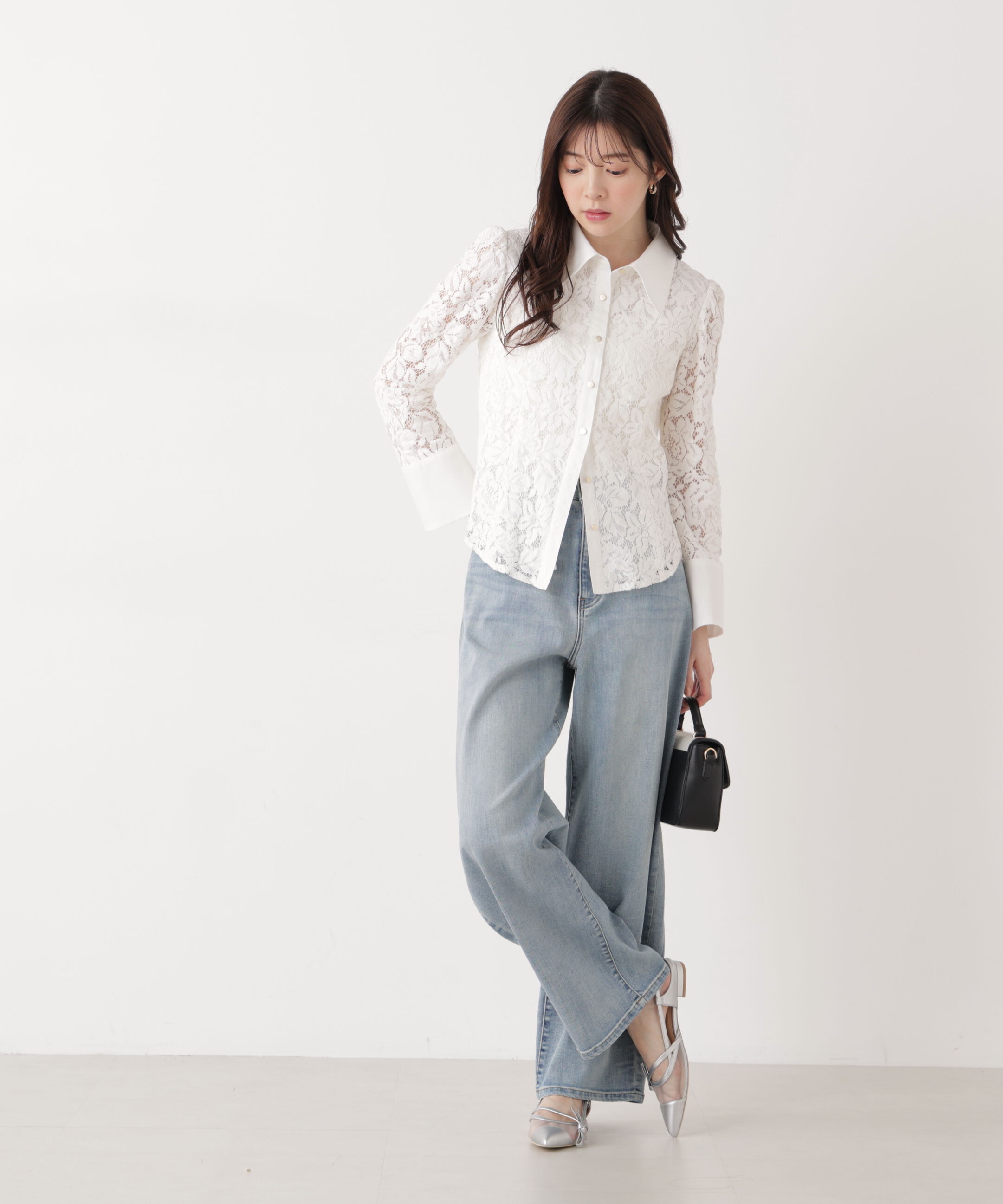 PROPORTION BODY DRESSING「ビッグ衿レースブラウス　26SS」|シャツ・ブラウス|