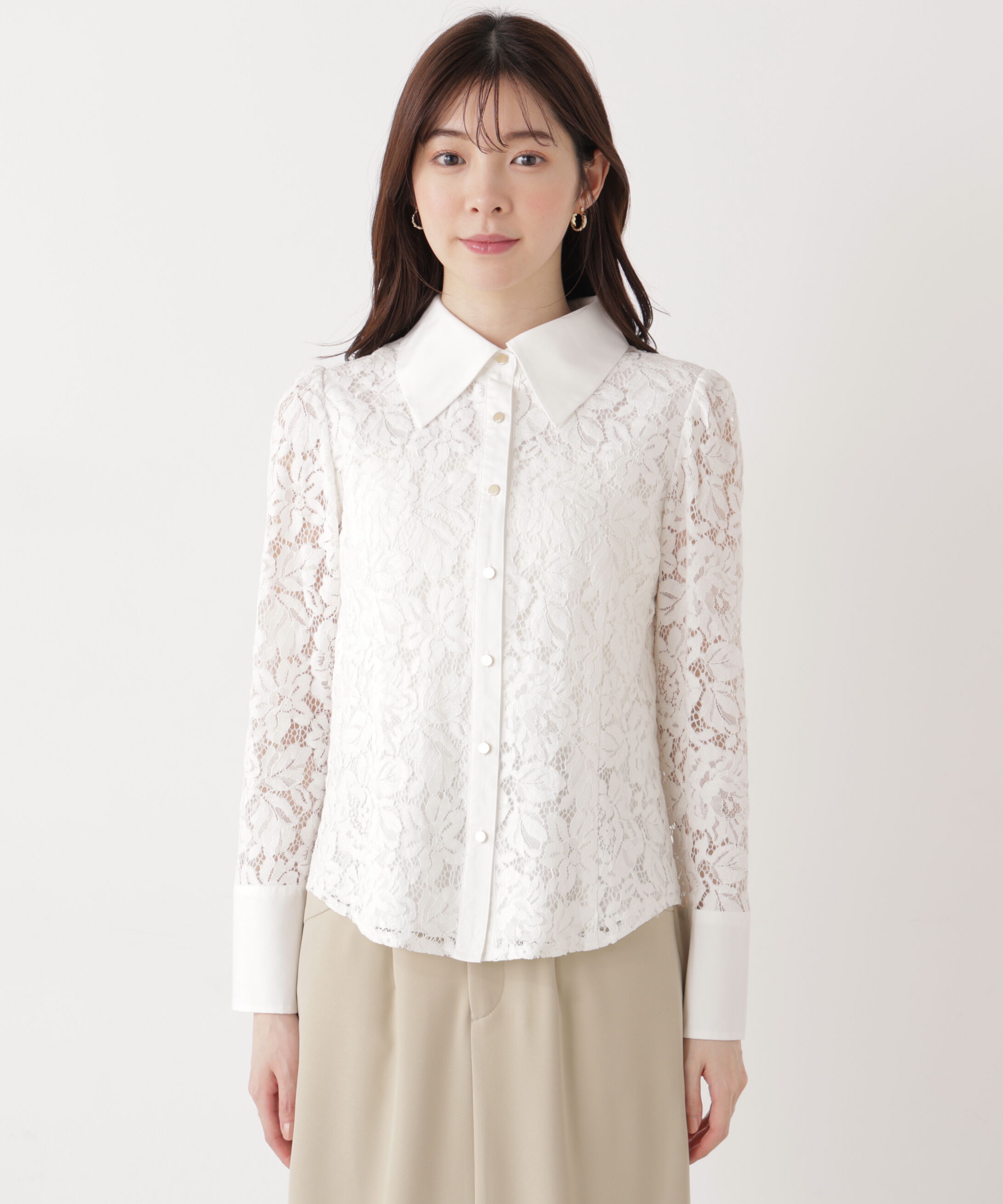 PROPORTION BODY DRESSING「ビッグ衿レースブラウス　26SS」|シャツ・ブラウス|