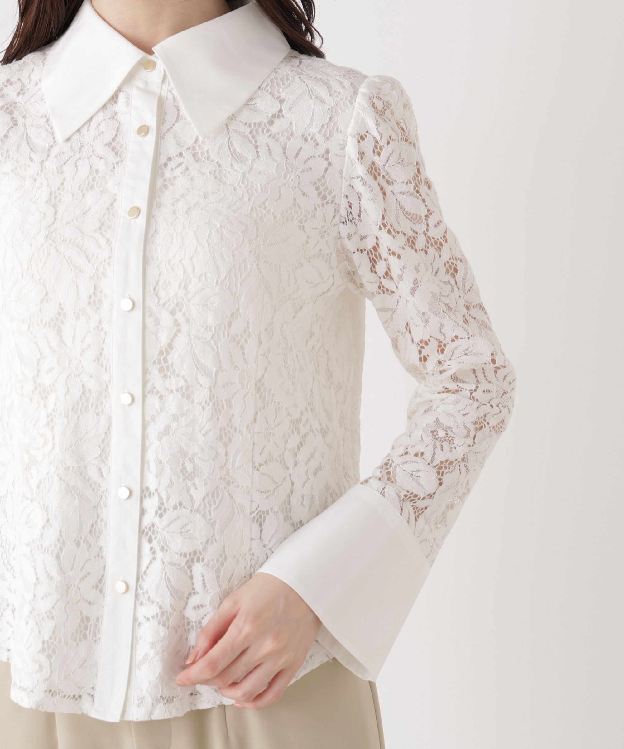 PROPORTION BODY DRESSING「ビッグ衿レースブラウス　26SS」|シャツ・ブラウス|