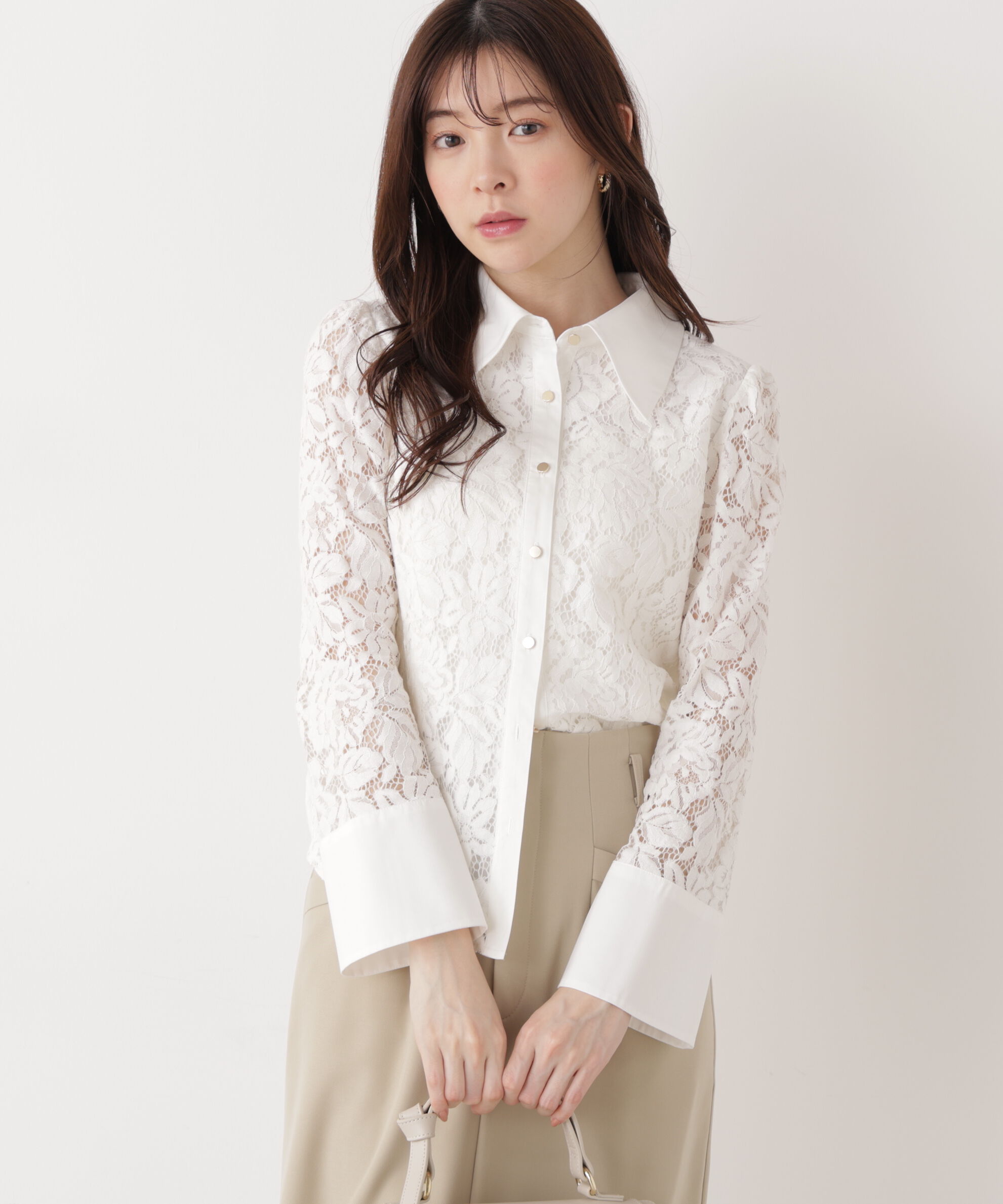 PROPORTION BODY DRESSING「ビッグ衿レースブラウス　26SS」|シャツ・ブラウス|