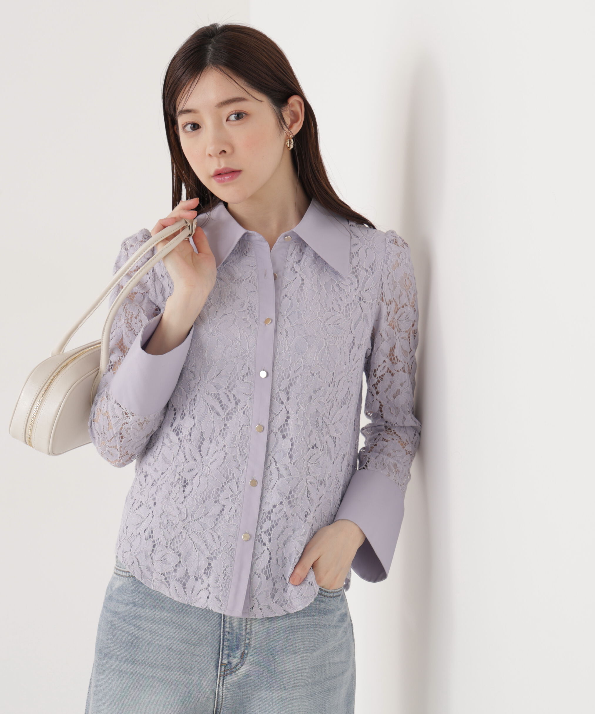 PROPORTION BODY DRESSING「ビッグ衿レースブラウス　26SS」|シャツ・ブラウス|