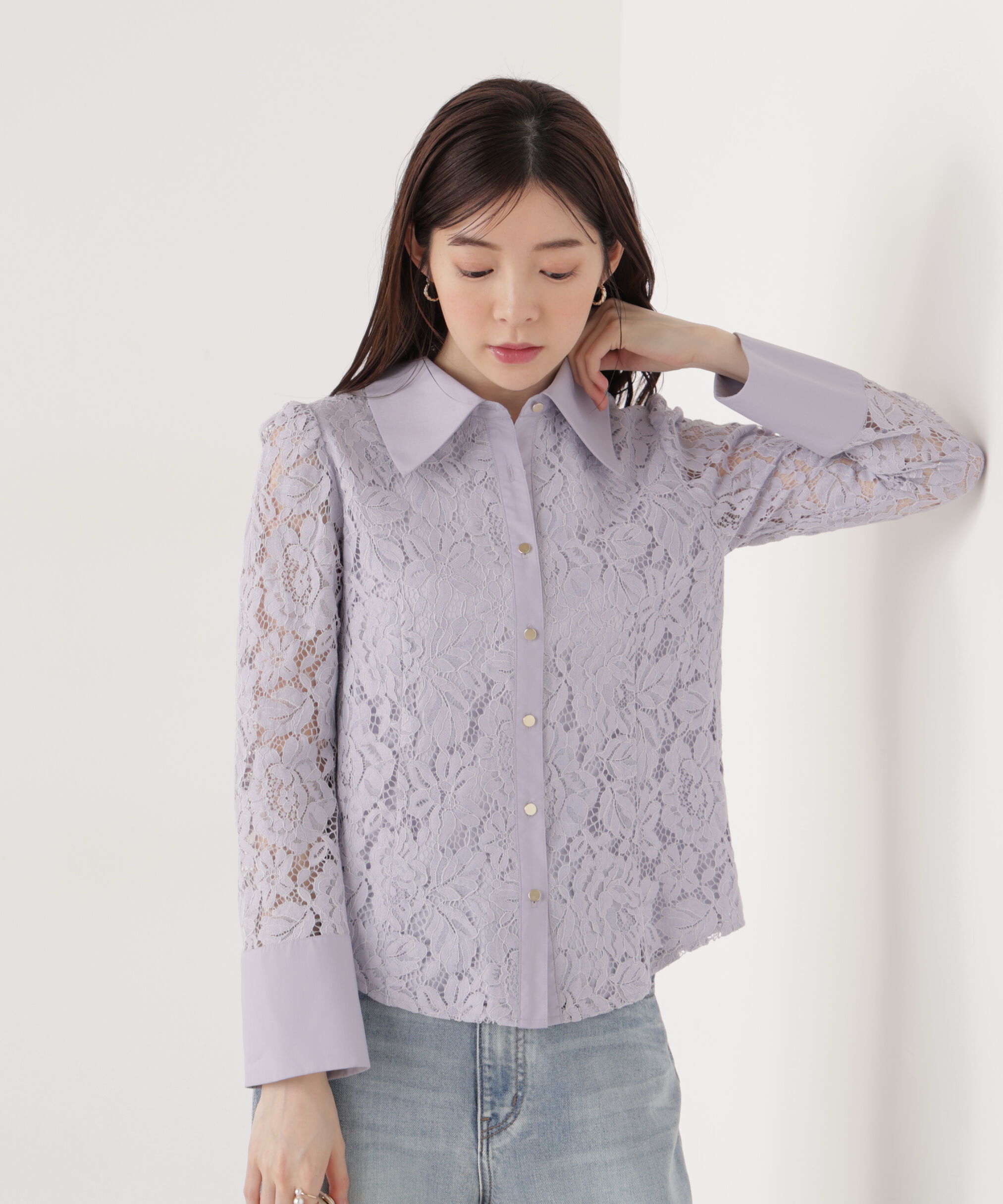 PROPORTION BODY DRESSING「ビッグ衿レースブラウス　26SS」|シャツ・ブラウス|