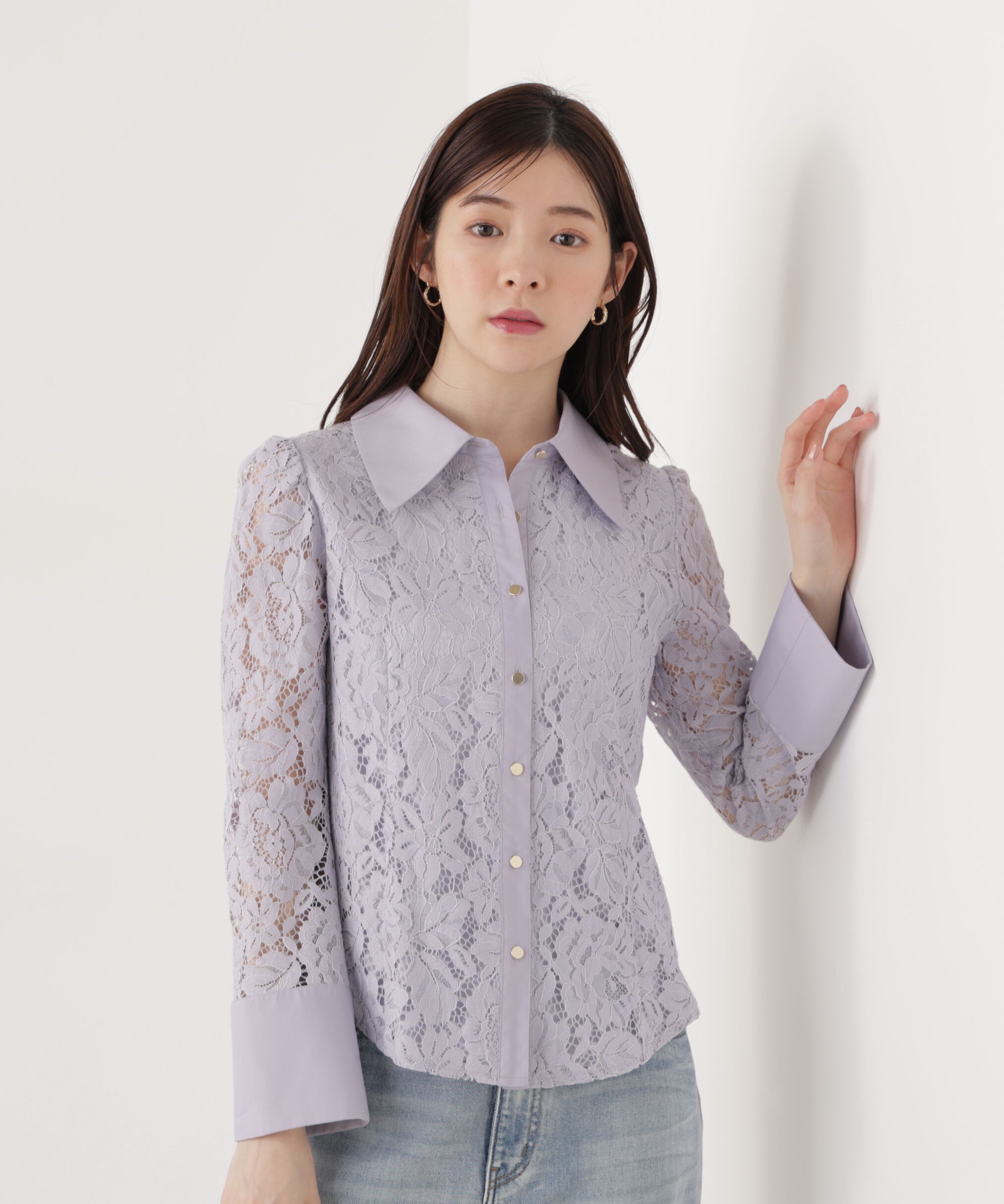 PROPORTION BODY DRESSING「ビッグ衿レースブラウス　26SS」|シャツ・ブラウス|