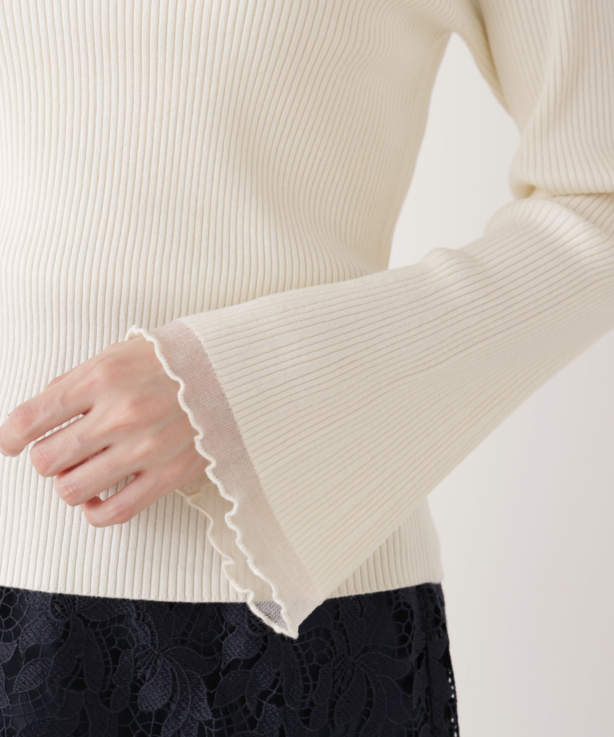 PROPORTION BODY DRESSING「シアー切り替えボートネックニット　26SS」|ニット・セーター|