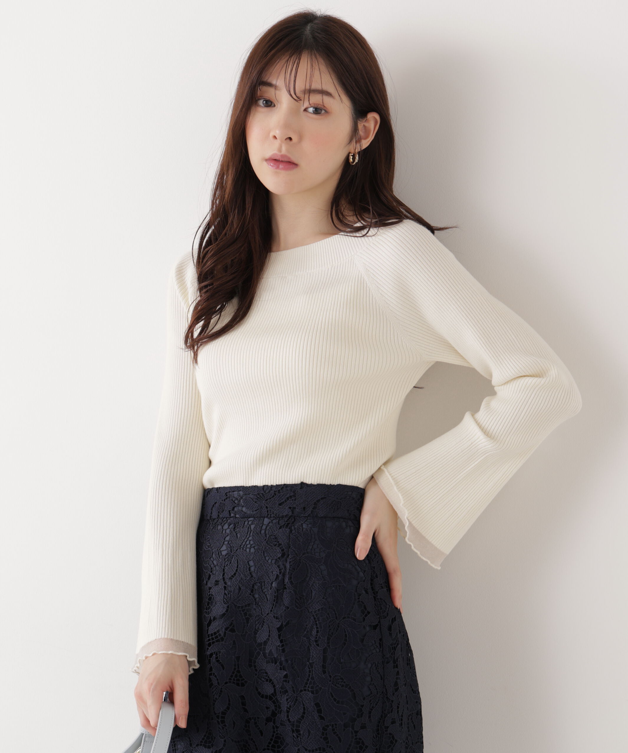 PROPORTION BODY DRESSING「シアー切り替えボートネックニット　26SS」|ニット・セーター|