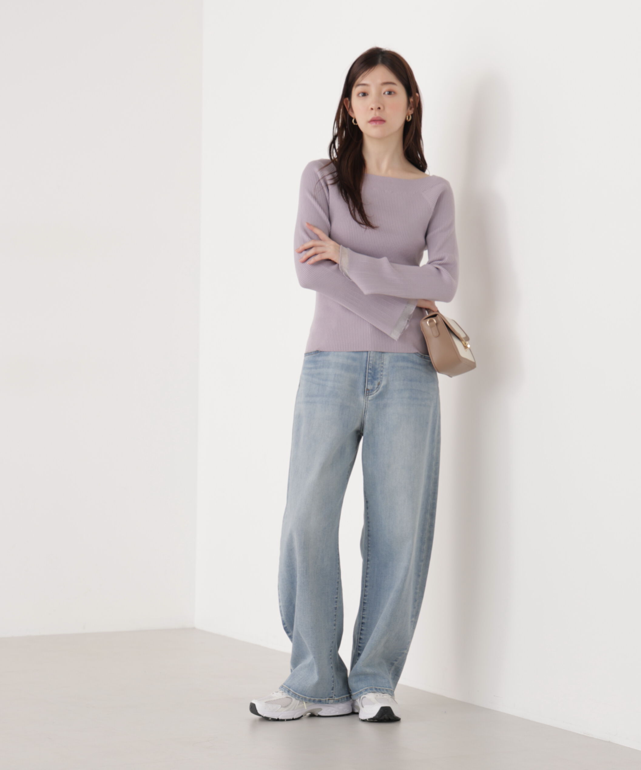 PROPORTION BODY DRESSING「シアー切り替えボートネックニット　26SS」|ニット・セーター|