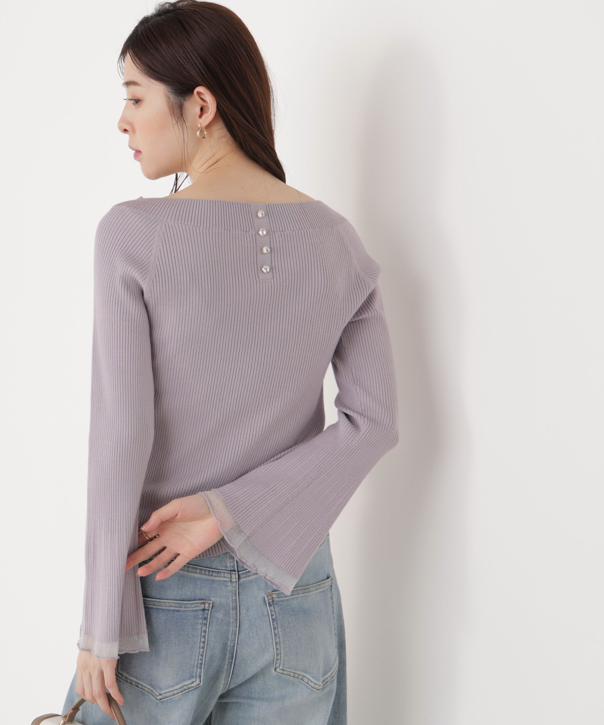 PROPORTION BODY DRESSING「シアー切り替えボートネックニット　26SS」|ニット・セーター|