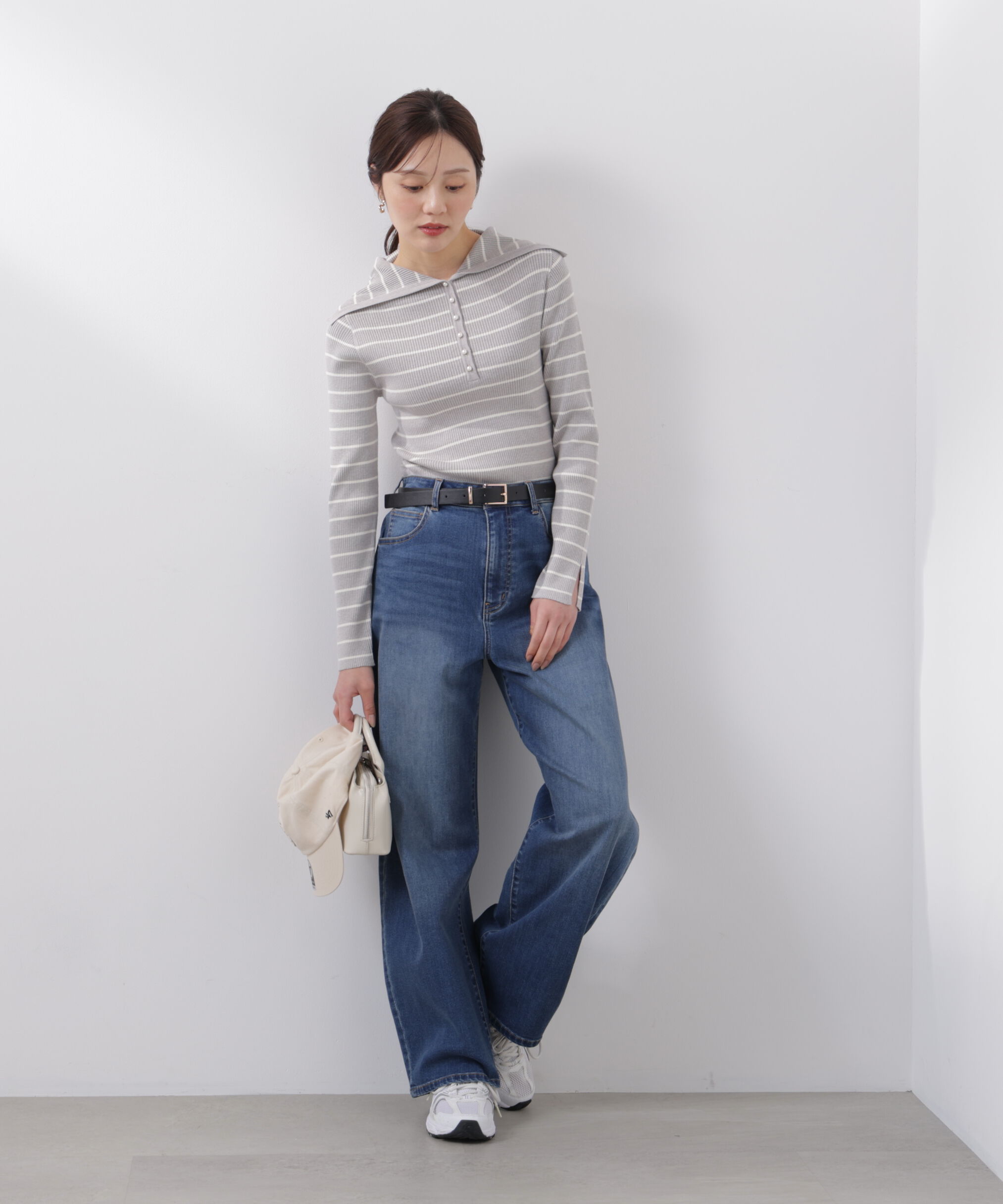 PROPORTION BODY DRESSING「〈a/mie〉ビッグカラーリブニット　　26SS」|カーディガン|
