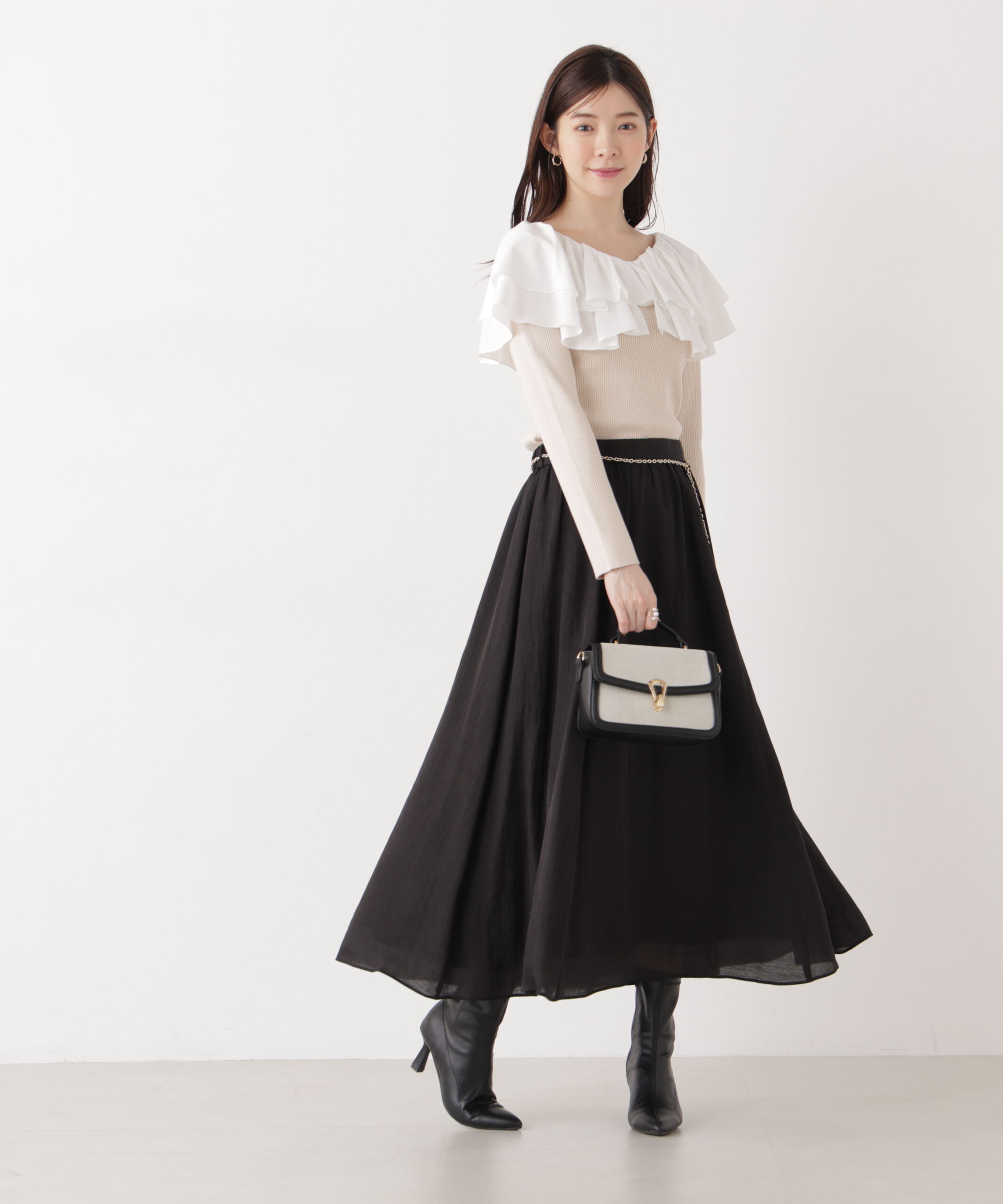 PROPORTION BODY DRESSING「チェーン付きギャザースカート　26SS」|スカート|