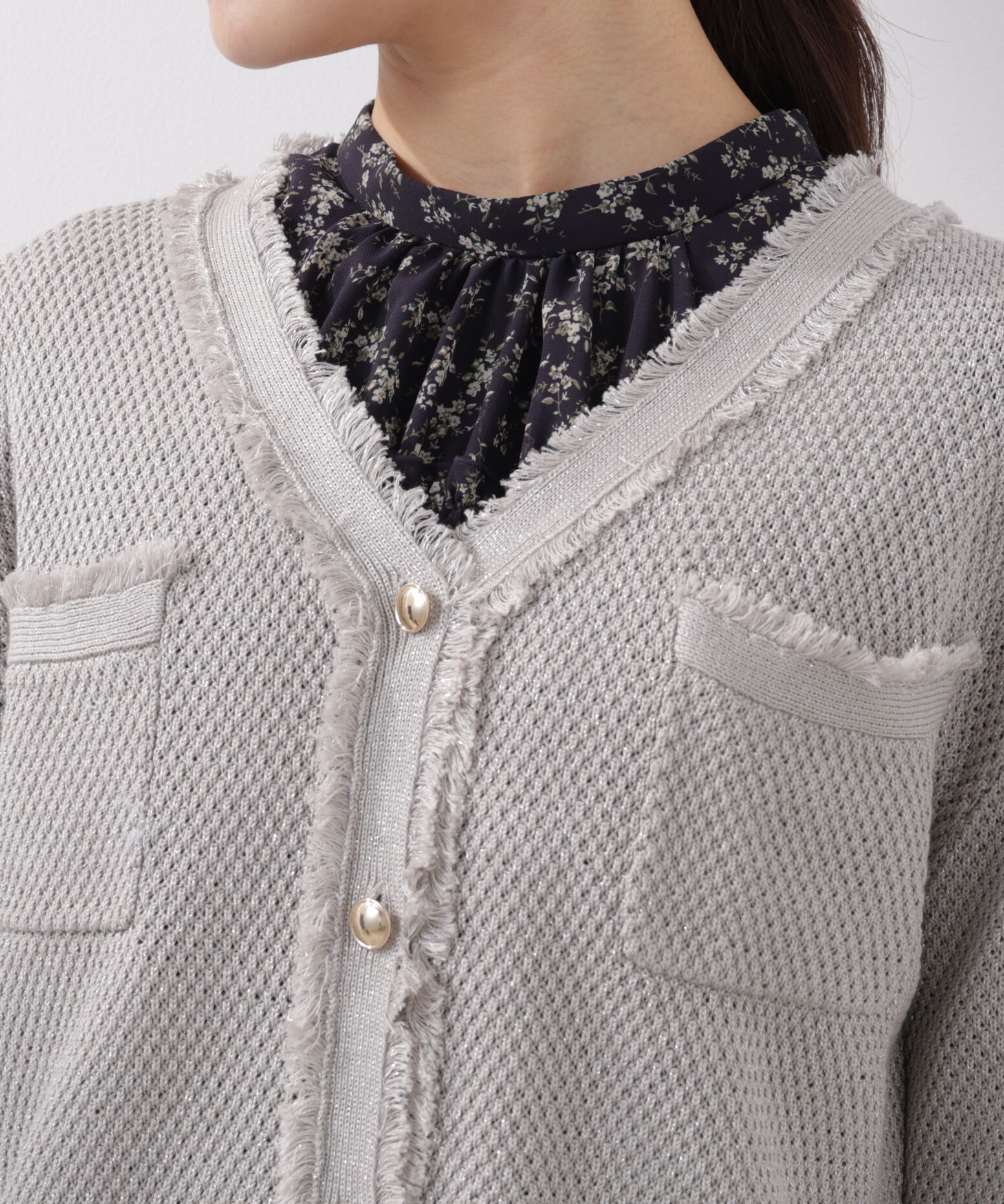 PROPORTION BODY DRESSING「ラメ透かしニットジャケット　26SS」|ニット・セーター|