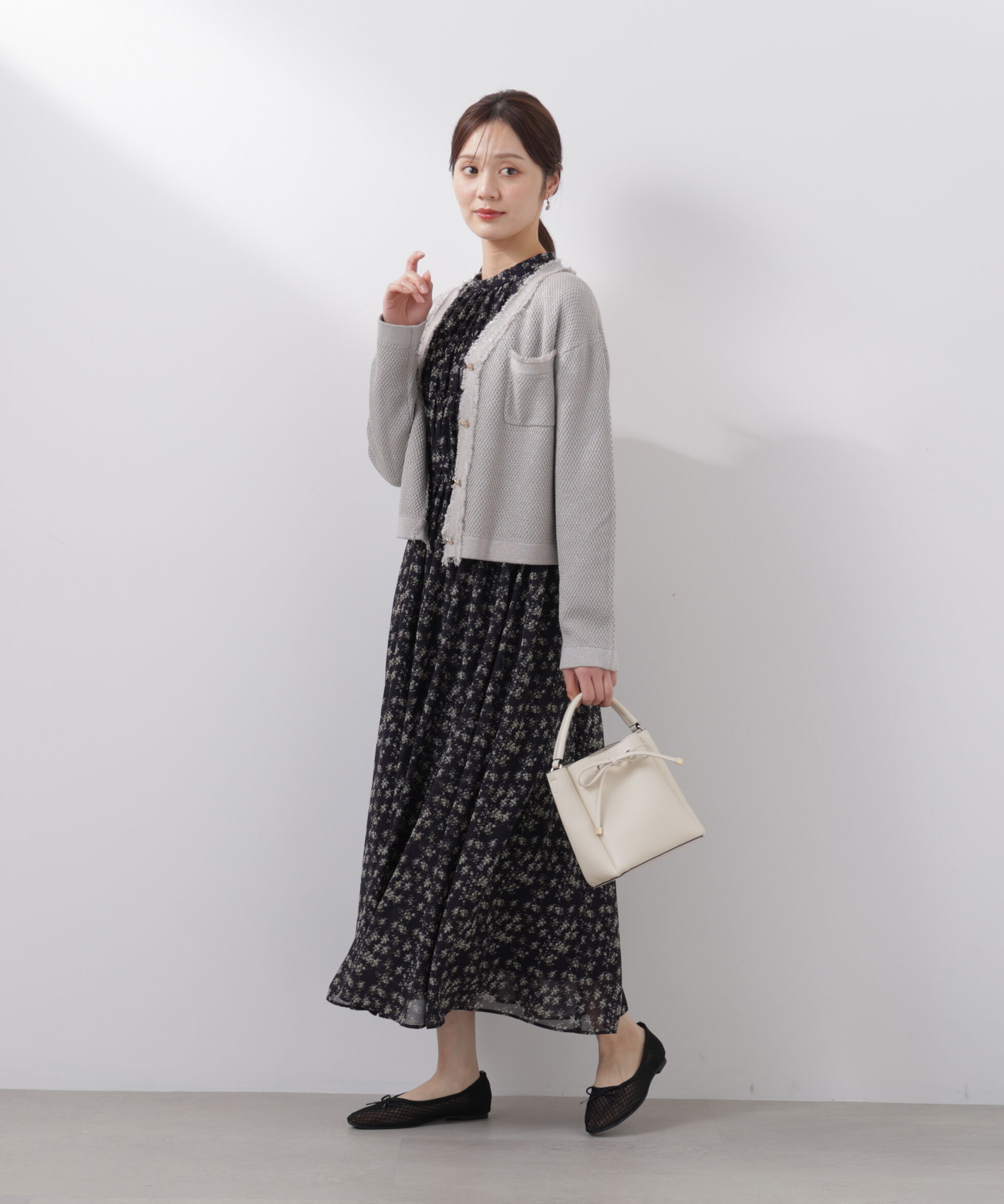 PROPORTION BODY DRESSING「ラメ透かしニットジャケット　26SS」|ニット・セーター|