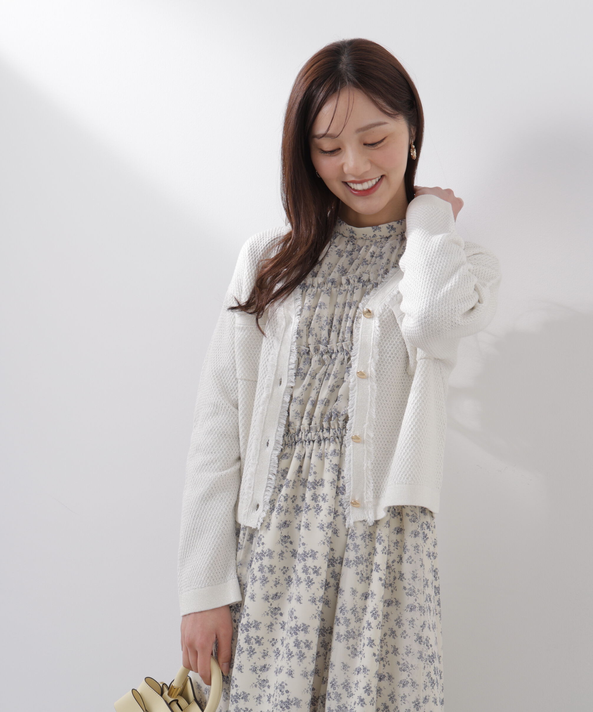 PROPORTION BODY DRESSING「ラメ透かしニットジャケット　26SS」|ニット・セーター|