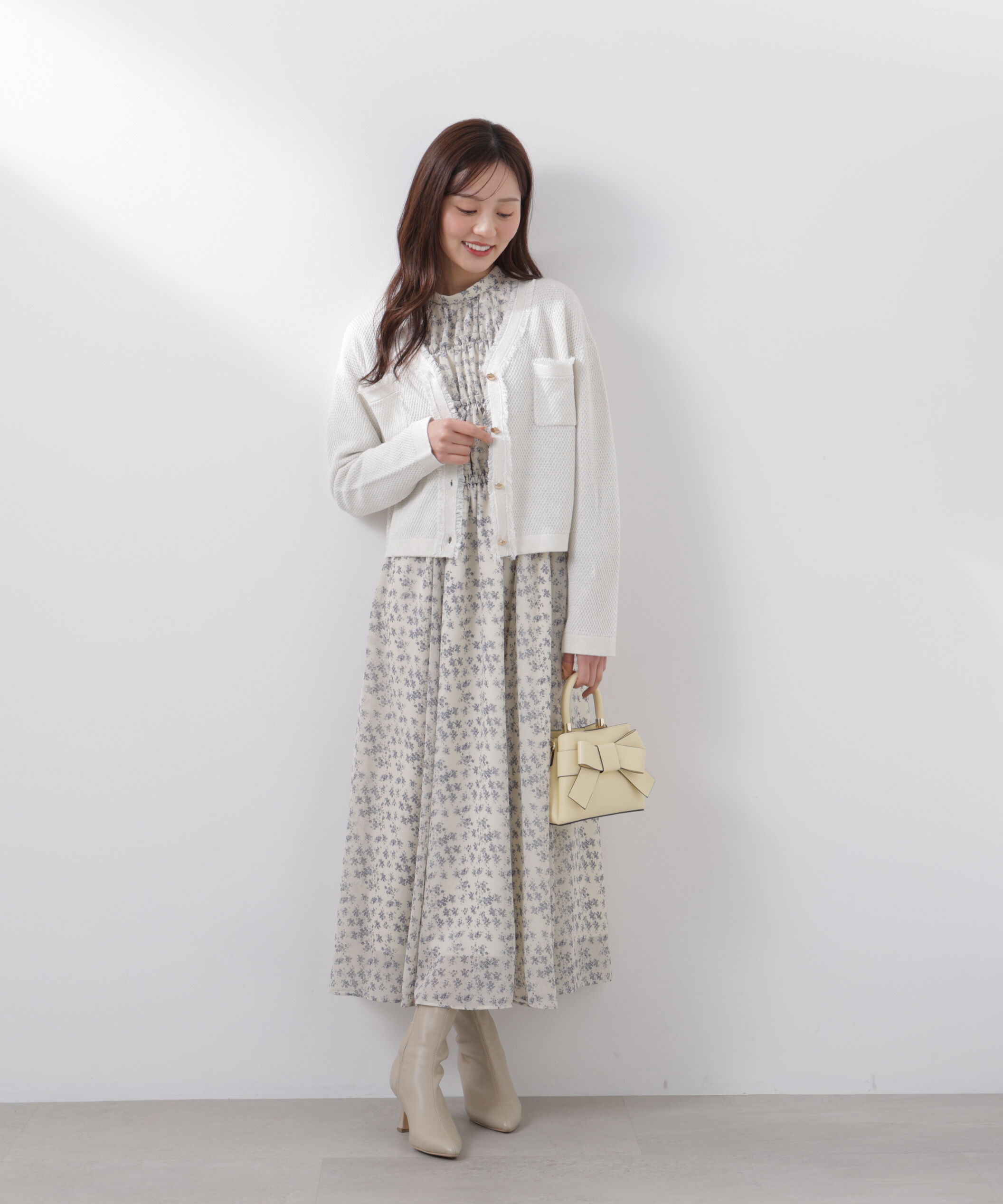 PROPORTION BODY DRESSING「ラメ透かしニットジャケット　26SS」|ニット・セーター|