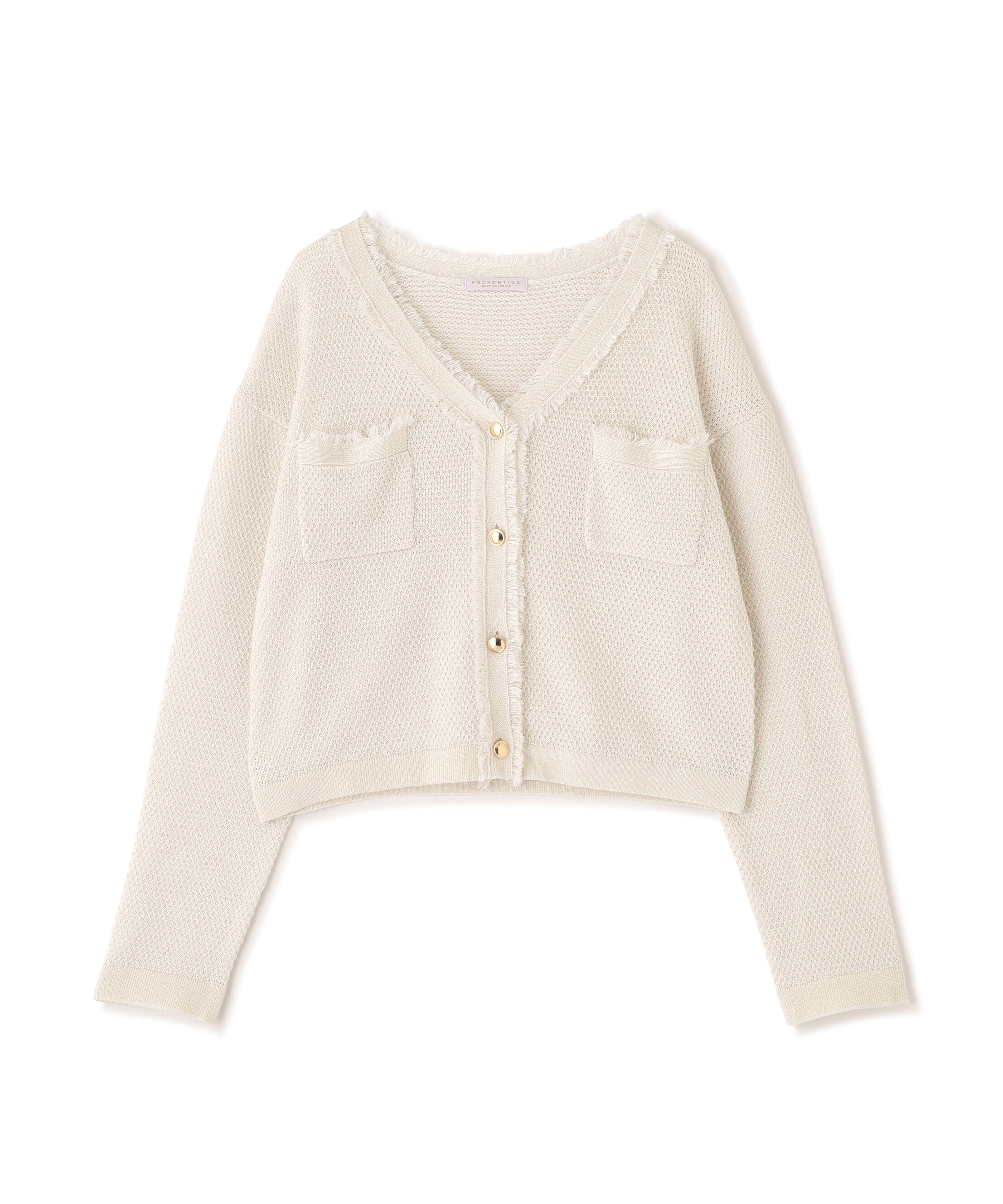 PROPORTION BODY DRESSING「ラメ透かしニットジャケット　26SS」|ニット・セーター|