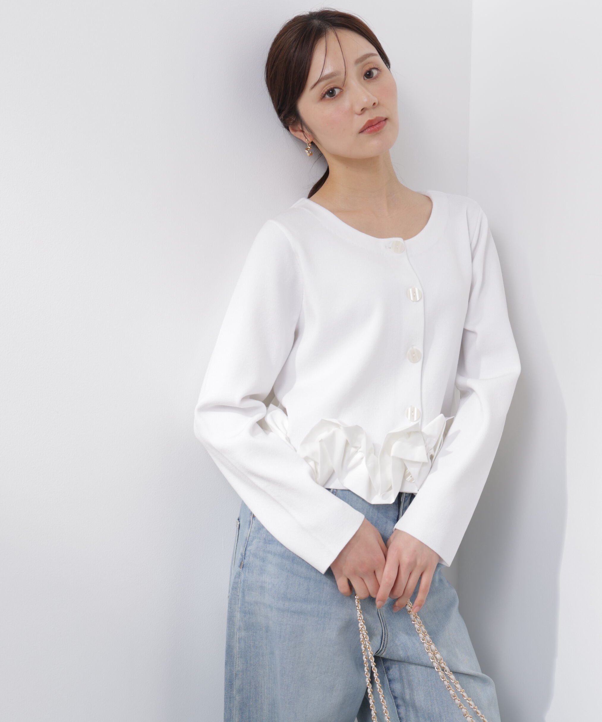 PROPORTION BODY DRESSING「〈a/mie〉ホイップペプラムニット　26SS」|カーディガン|