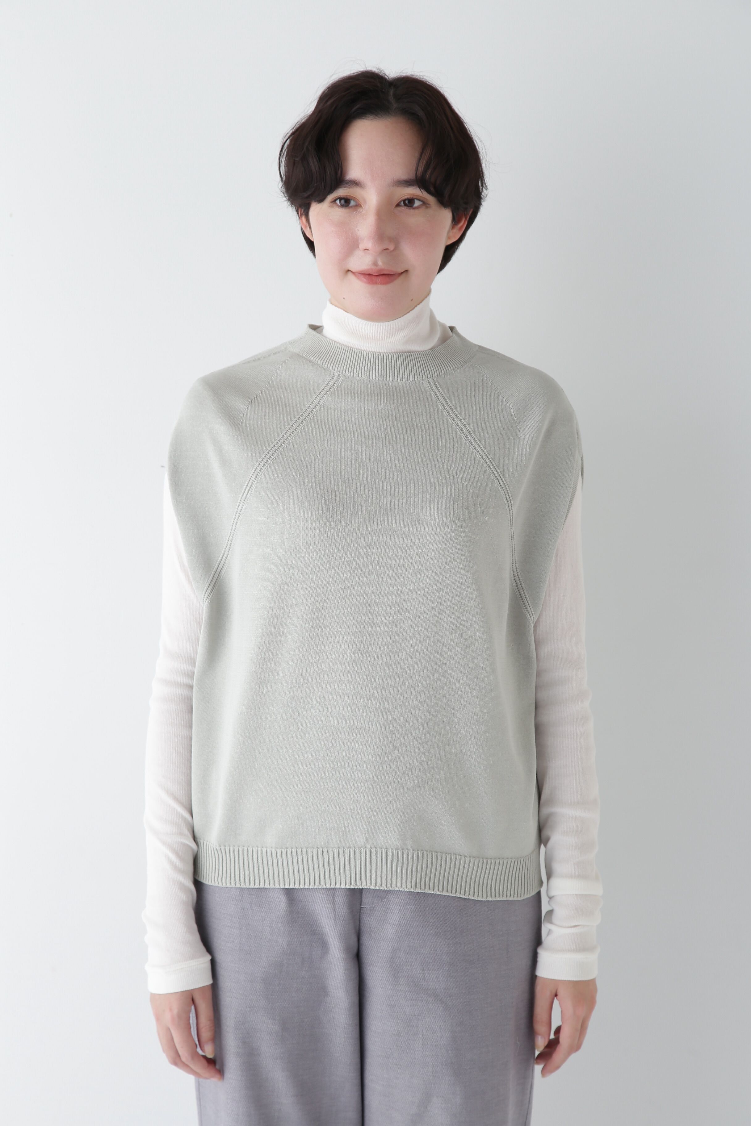  「◆【ウォッシャブル】ハイゲージクルーネックニットベスト」|ニット・セーター|