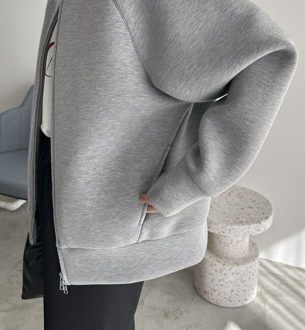 Doux archives「Ｗ　ＺＩＰボンディングノーカラーブルゾン」|Tシャツ・カットソー|