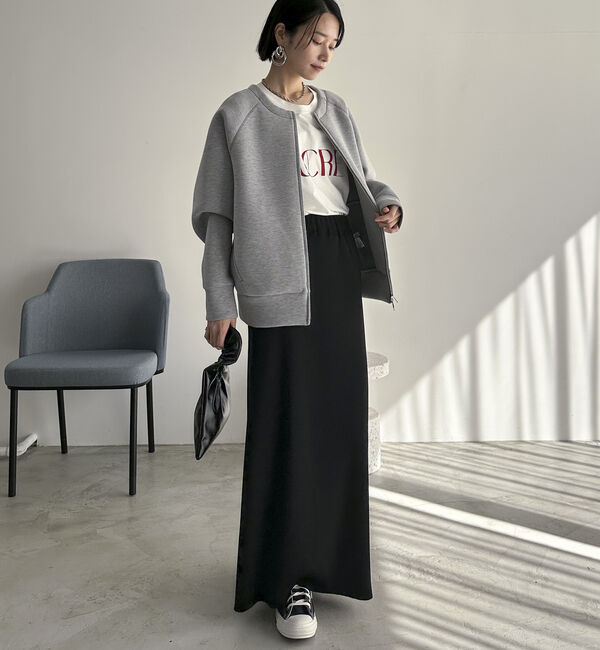 Doux archives「Ｗ　ＺＩＰボンディングノーカラーブルゾン」|Tシャツ・カットソー|