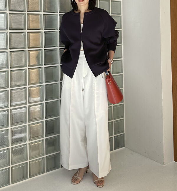 Doux archives「Ｗ　ＺＩＰボンディングノーカラーブルゾン」|Tシャツ・カットソー|