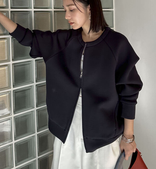 Doux archives「Ｗ　ＺＩＰボンディングノーカラーブルゾン」|Tシャツ・カットソー|