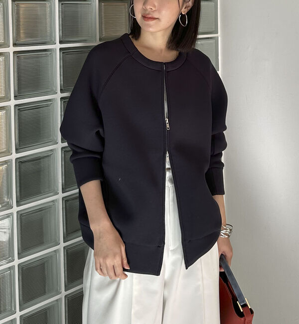 Doux archives「Ｗ　ＺＩＰボンディングノーカラーブルゾン」|Tシャツ・カットソー|