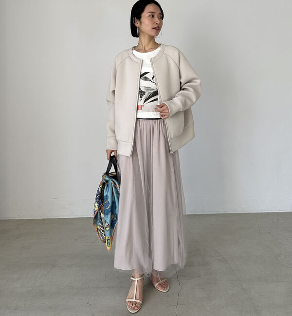 Doux archives「Ｗ　ＺＩＰボンディングノーカラーブルゾン」|Tシャツ・カットソー|