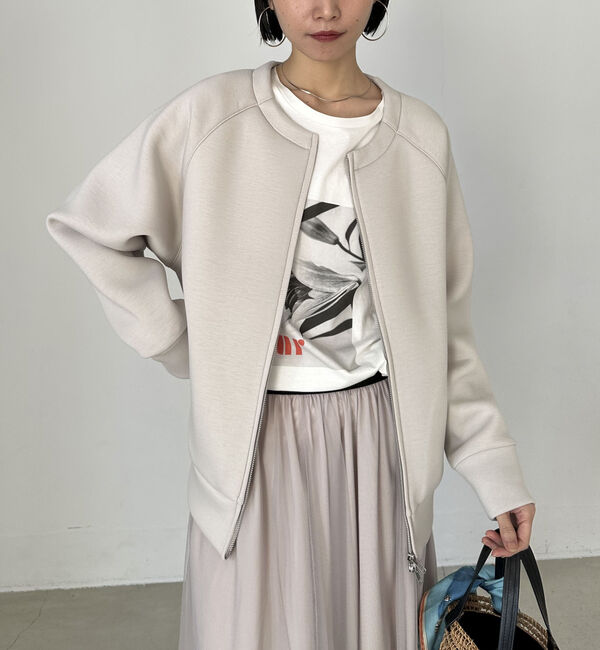 Doux archives「Ｗ　ＺＩＰボンディングノーカラーブルゾン」|Tシャツ・カットソー|