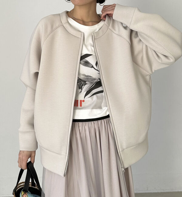 Doux archives「Ｗ　ＺＩＰボンディングノーカラーブルゾン」|Tシャツ・カットソー|