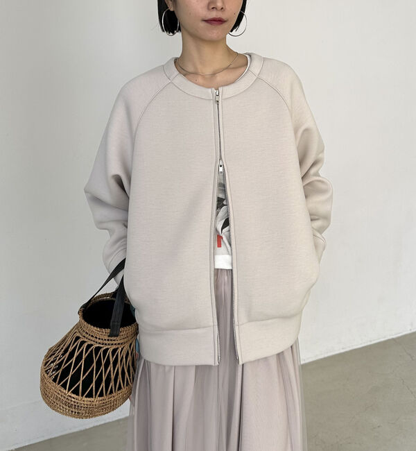 Doux archives「Ｗ　ＺＩＰボンディングノーカラーブルゾン」|Tシャツ・カットソー|