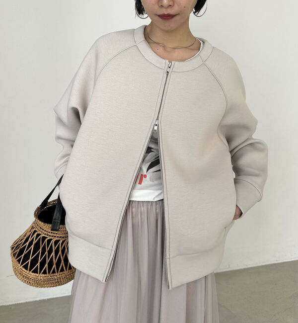 Doux archives「Ｗ　ＺＩＰボンディングノーカラーブルゾン」|Tシャツ・カットソー|