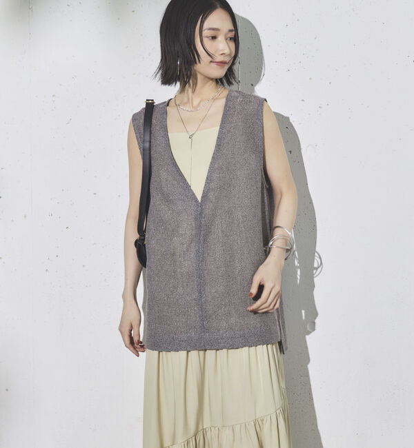 Doux archives「ラメメッシュベスト」|テーラードジャケット|CHARCOAL GRAY