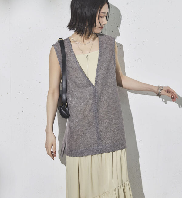 Doux archives「ラメメッシュベスト」|テーラードジャケット|