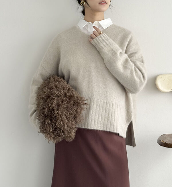 ラクーンMIX】ファーニットVネックプルオーバー（Doux archives